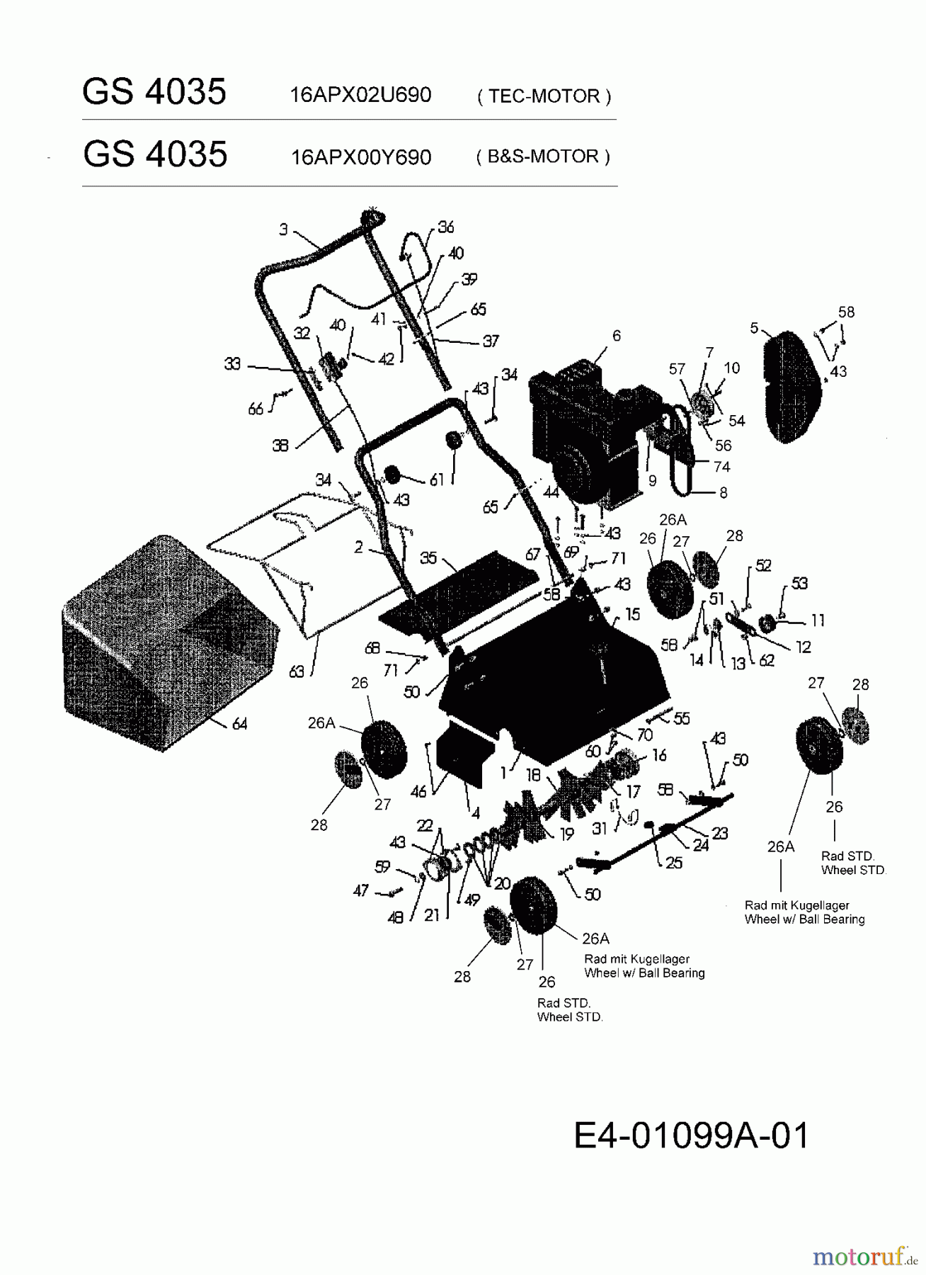  Gutbrod Motorvertikutierer GS 4035 16APX02U690  (2004) Grundgerät