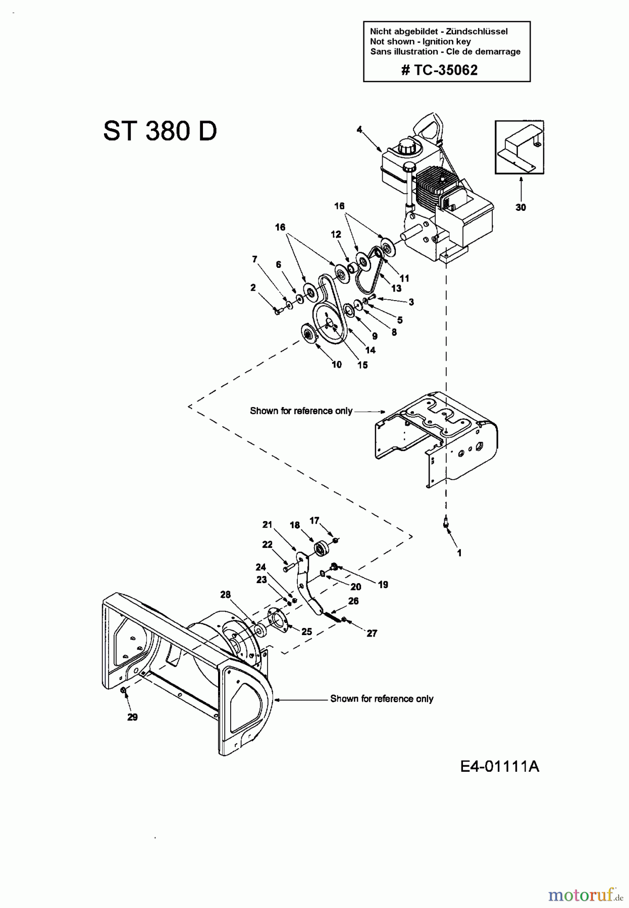  MTD Schneefräsen ST 380 D 31A-380D678  (2004) Fahrantrieb, Fräsantrieb