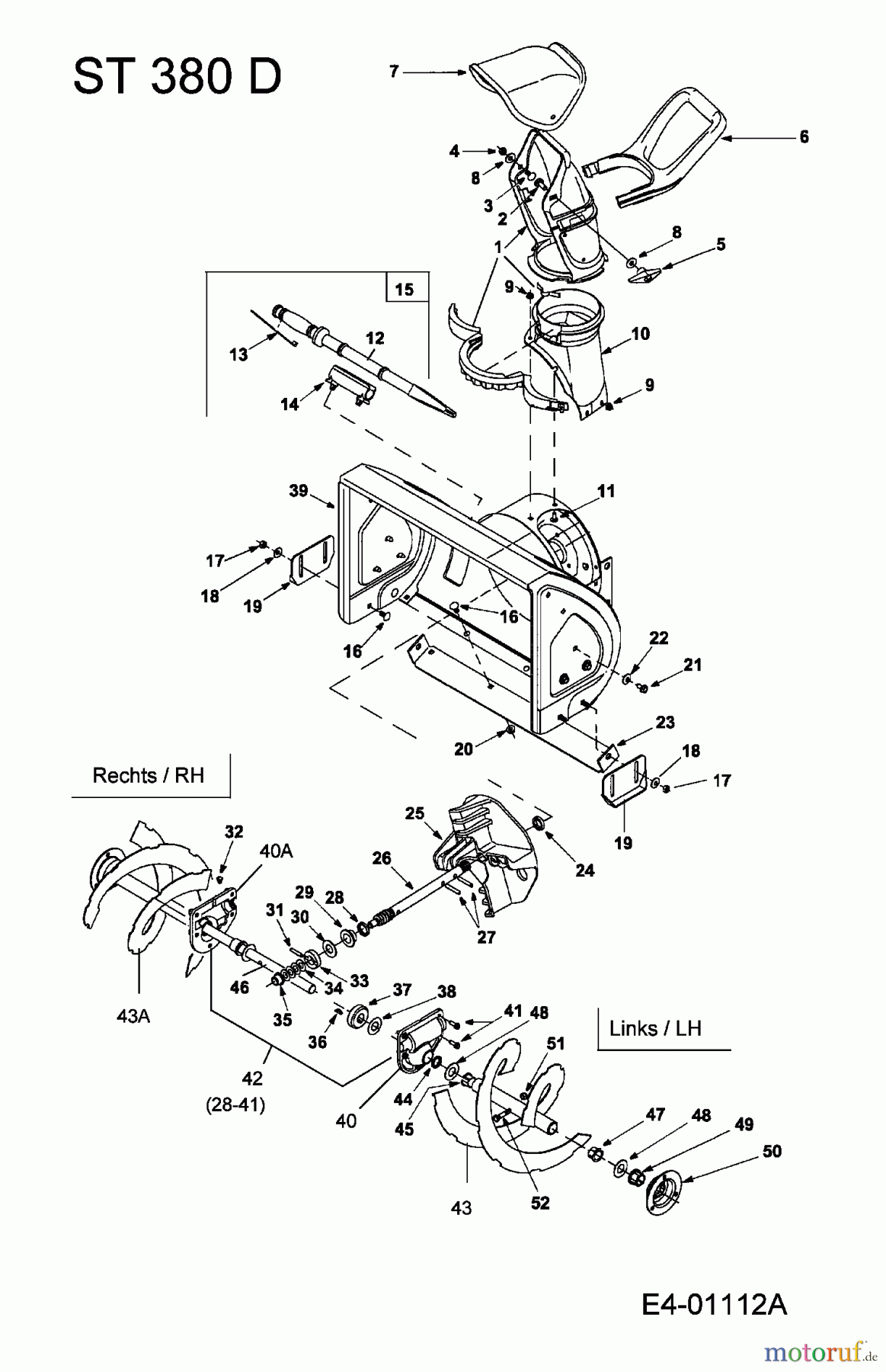  MTD Schneefräsen ST 380 D 31A-380D678  (2004) Fräsgehäuse, Schnecke, Schneckenantrieb