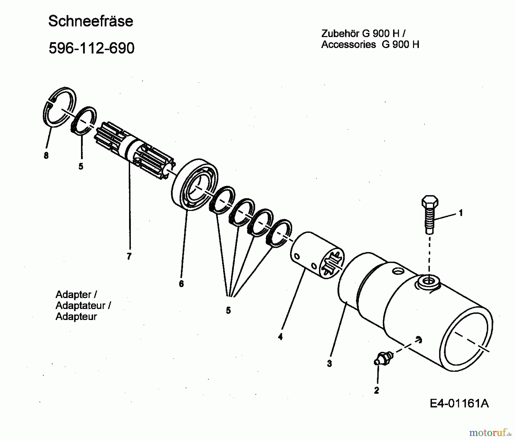 MTD Zubehör Zubehör Einachser Schneefräse 70 cm für G 900 H 596-112-690 (2004) Adapter