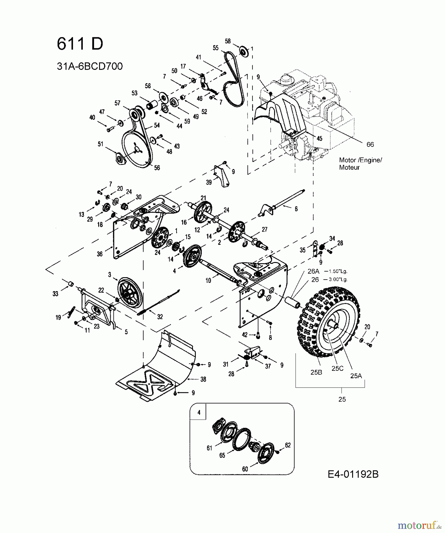 MTD Schneefräsen 611 D 31A-6BCD700  (2006) Fahrantrieb, Fräsantrieb, Räder