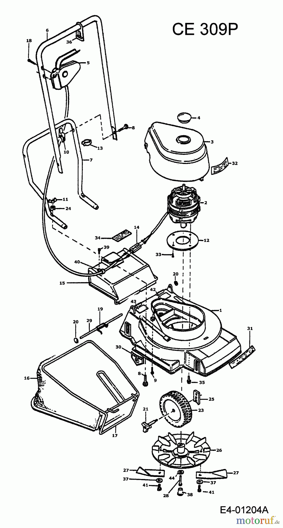 MTD Elektromäher CE 309 P 901E302P001 (1994) Grundgerät
