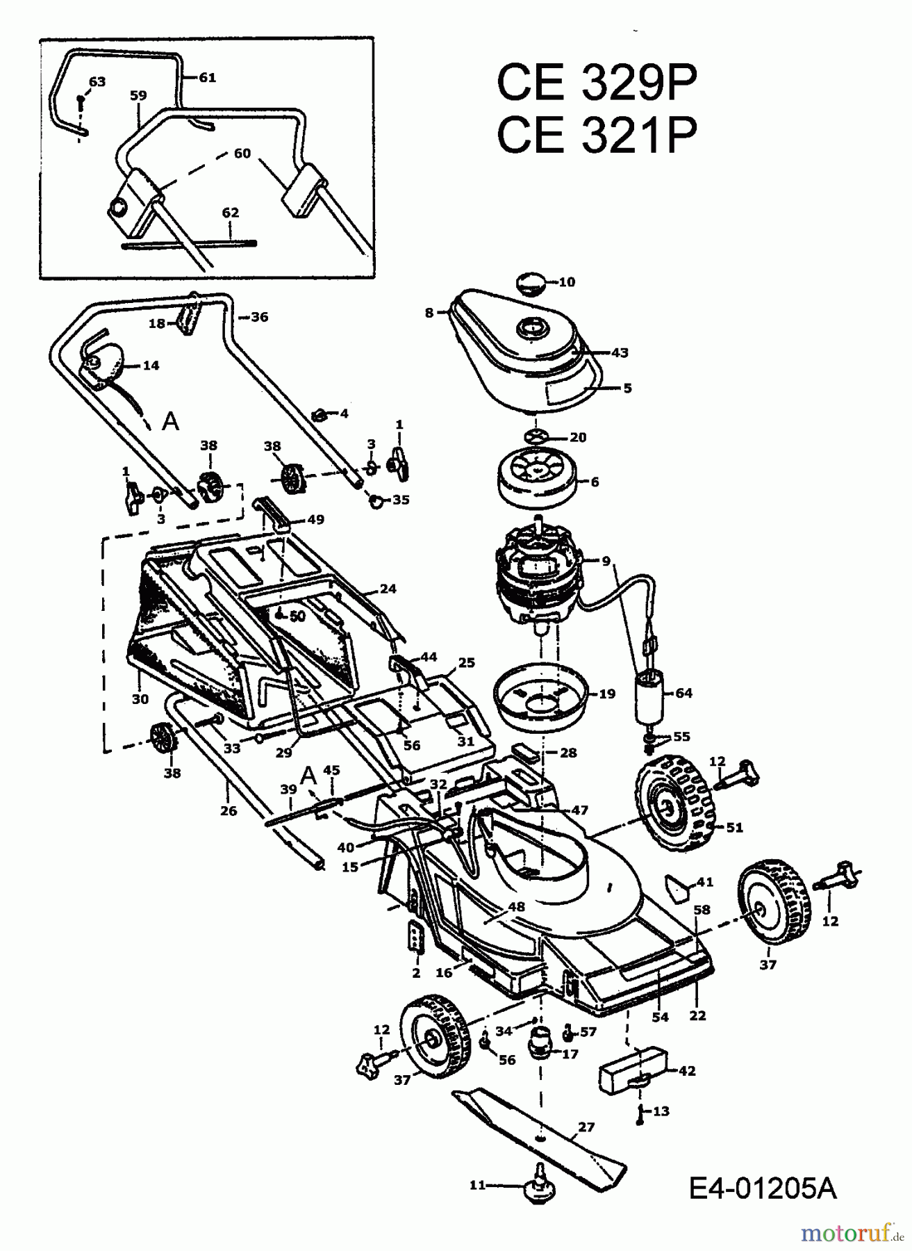 MTD Elektromäher CE 321 P 901E323P001 (1994) Grundgerät