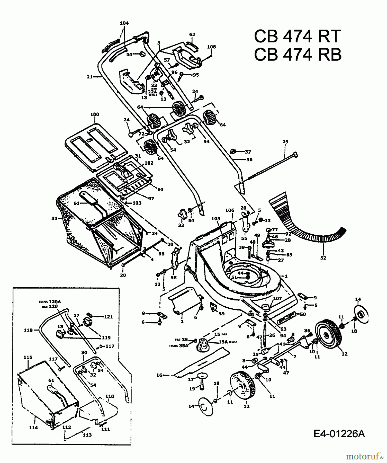 MTD Motormäher mit Antrieb CB 474 RB 901B467A004 (1994) Grundgerät