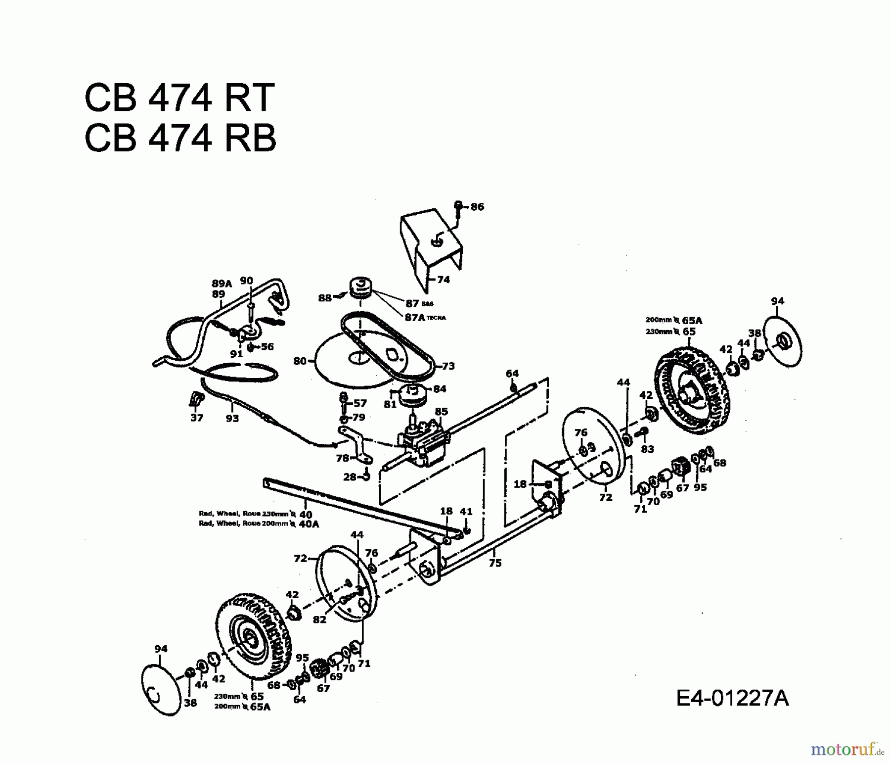 MTD Motormäher mit Antrieb CB 474 RT 901B467A003 (1994) Grundgerät