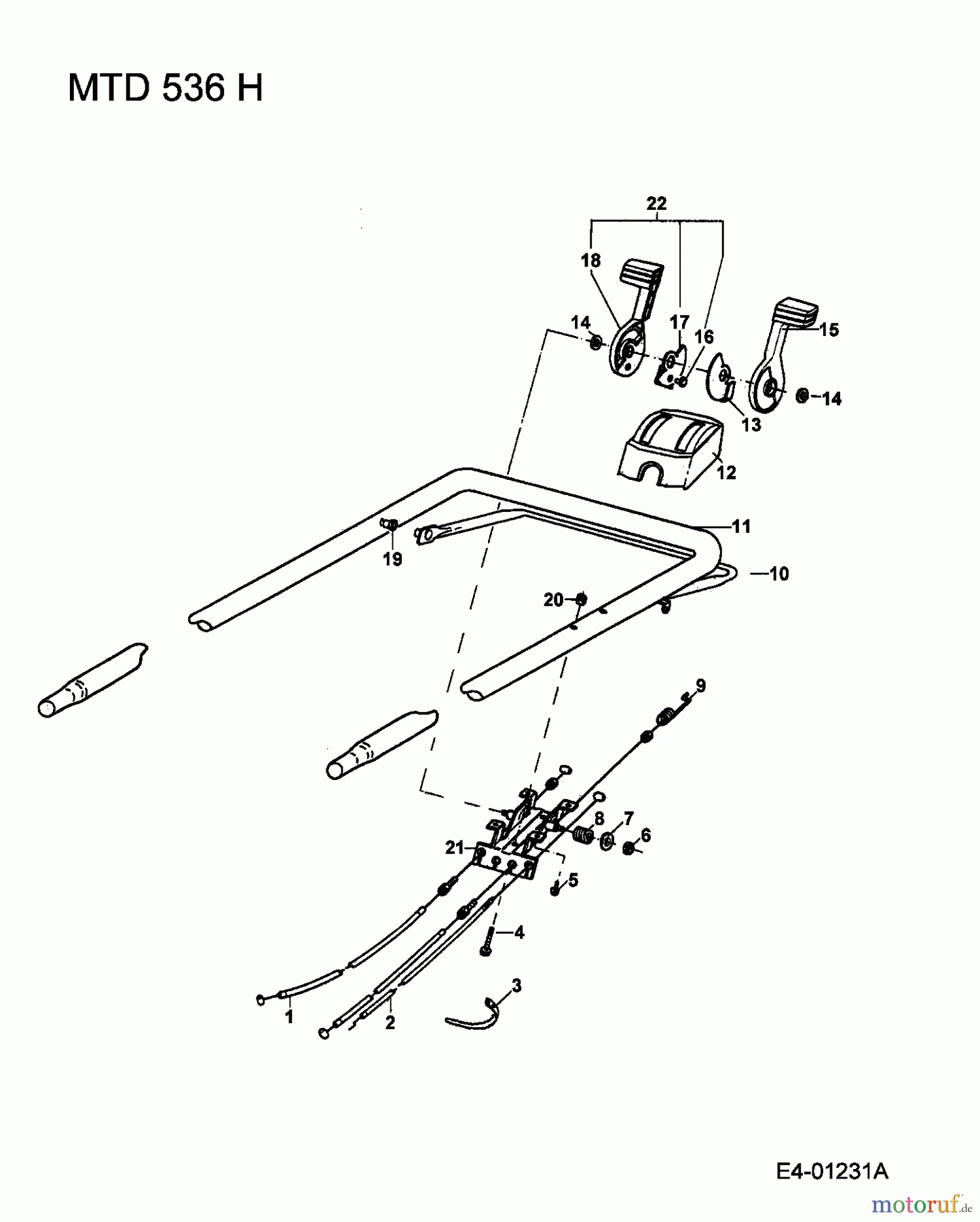 MTD Motormäher mit Antrieb 536 H 902B530A001 (1994) Holm