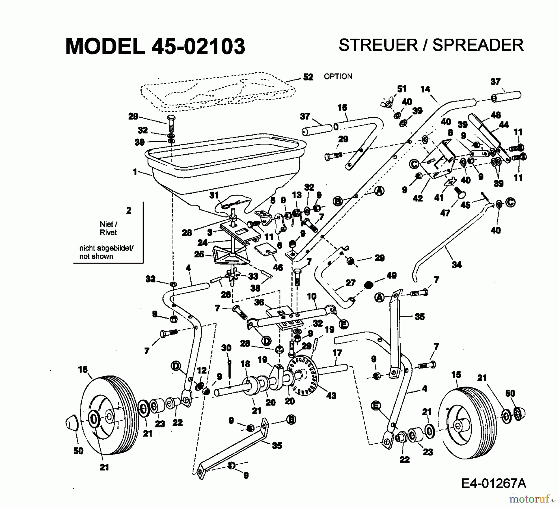 MTD Zubehör Zubehör handgeführte Geräte Streuer 45-02103 (190-454-000) 45-02103 (2005) Grundgerät
