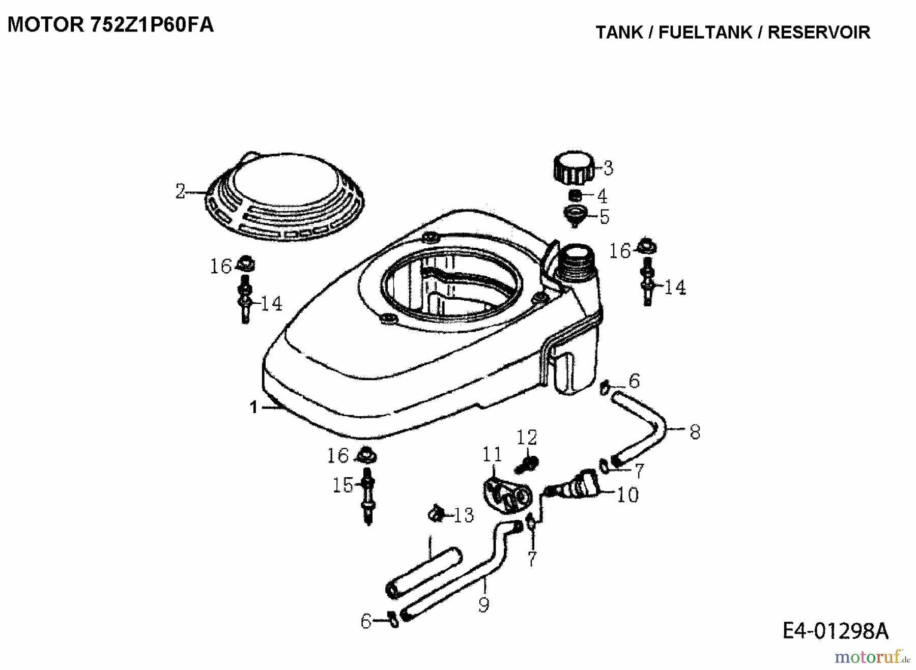 MTD-Motoren MTD vertikal 1 P 60 FA 752Z1P60FA (2005) Tank