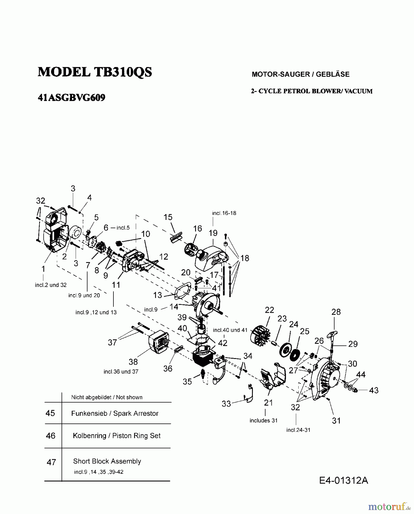 Troy-Bilt Laubläser, Laubsauger TB 310 QS 41ASGBVG609 (2006) Motor
