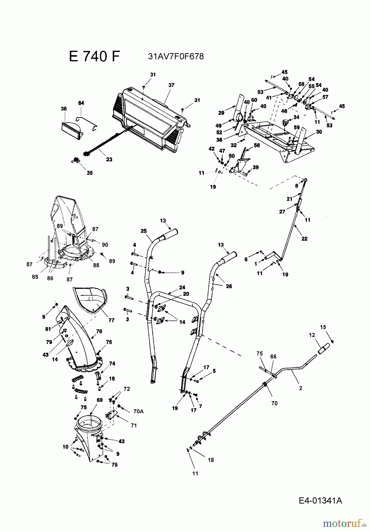  MTD Schneefräsen E 740 F 31AV7F0F678  (2006) Armaturenbrett, Auswurfschacht, Holm