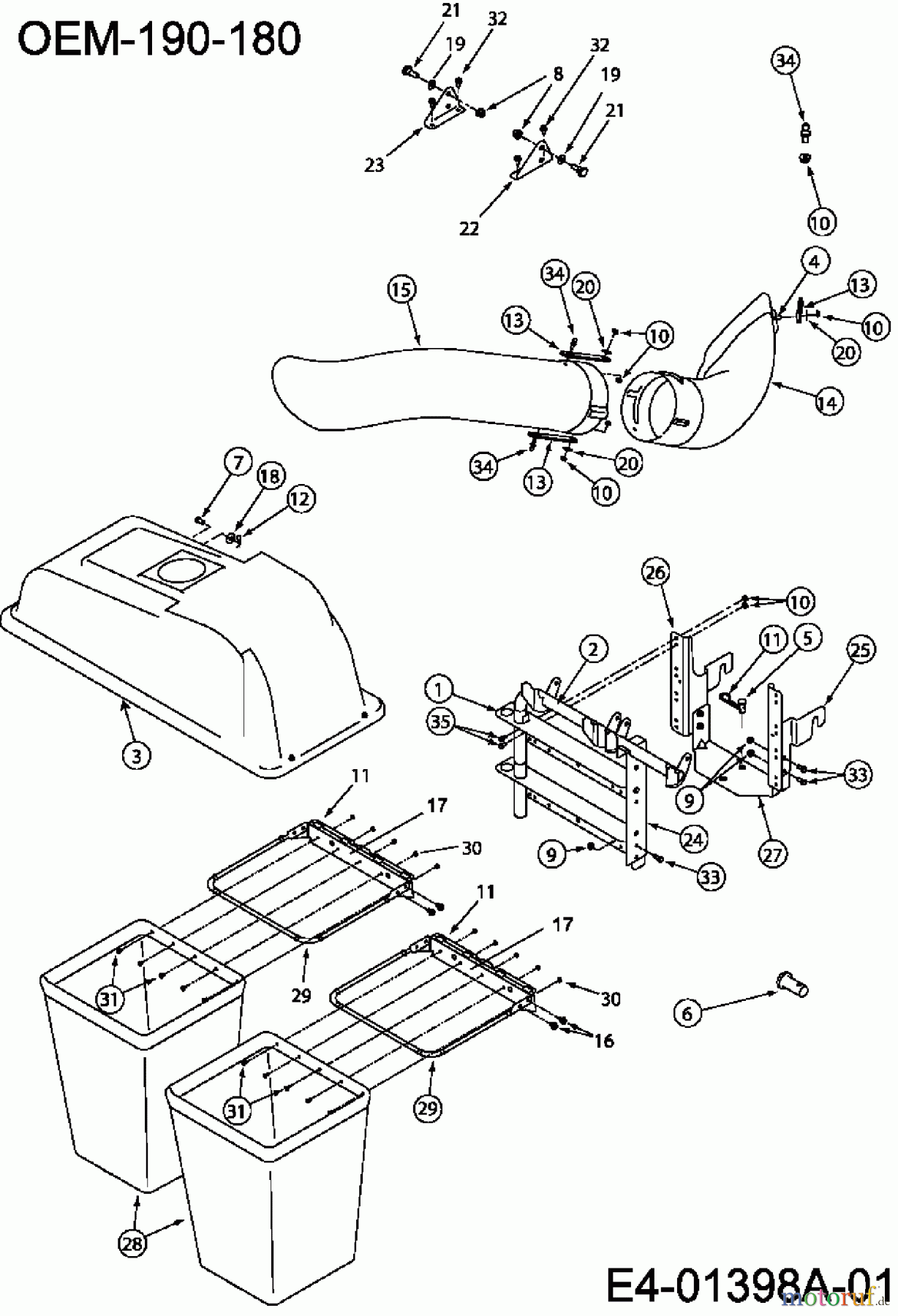 MTD Zubehör Zubehör Garten- und Rasentraktoren Grasfangvorrichtung für CC 1000 SD Serie mit Mähwerk F (38