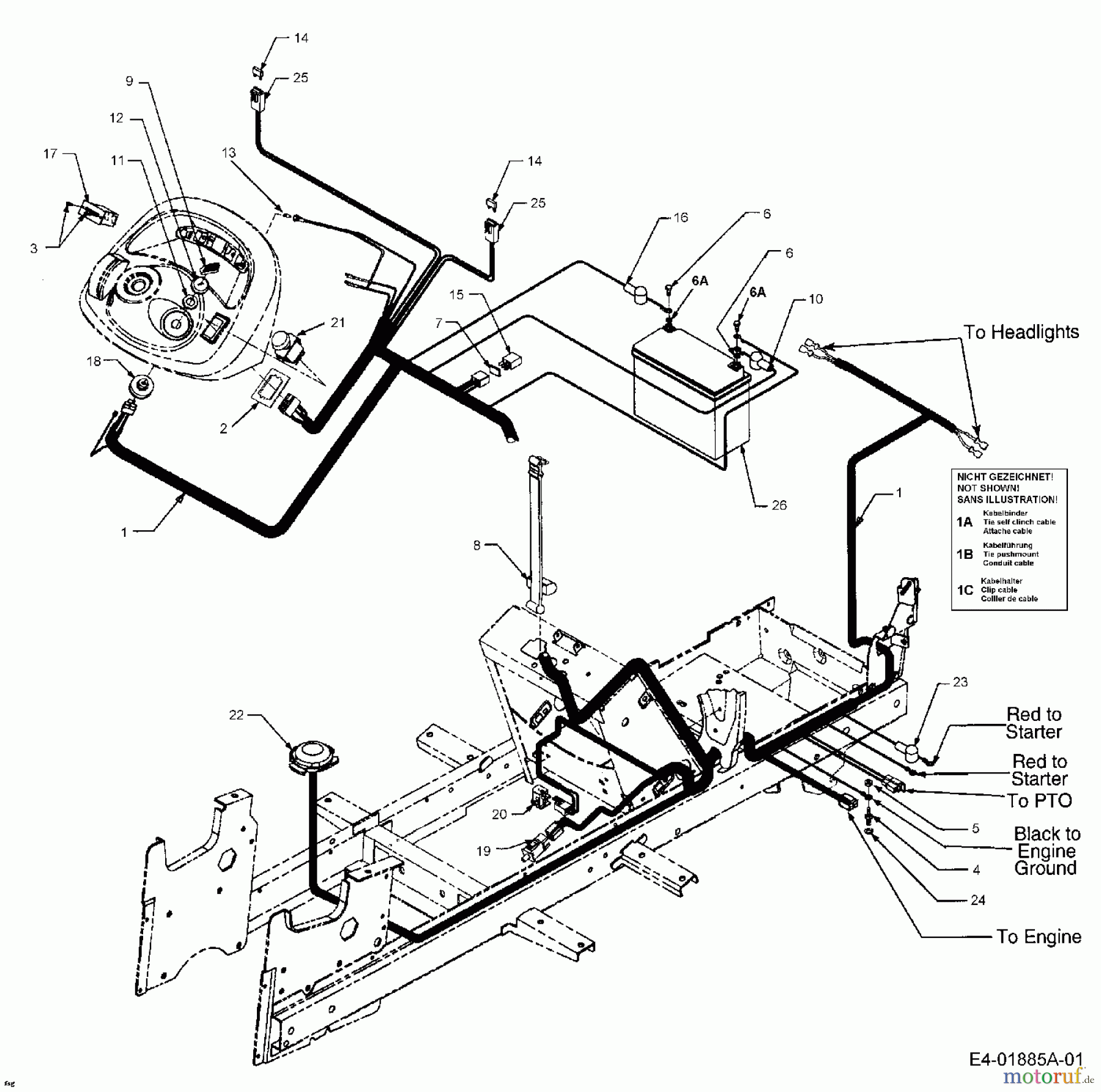 Cub Cadet Rasentraktoren HDS 2205 13A-298M100 (2003) Elektroteile
