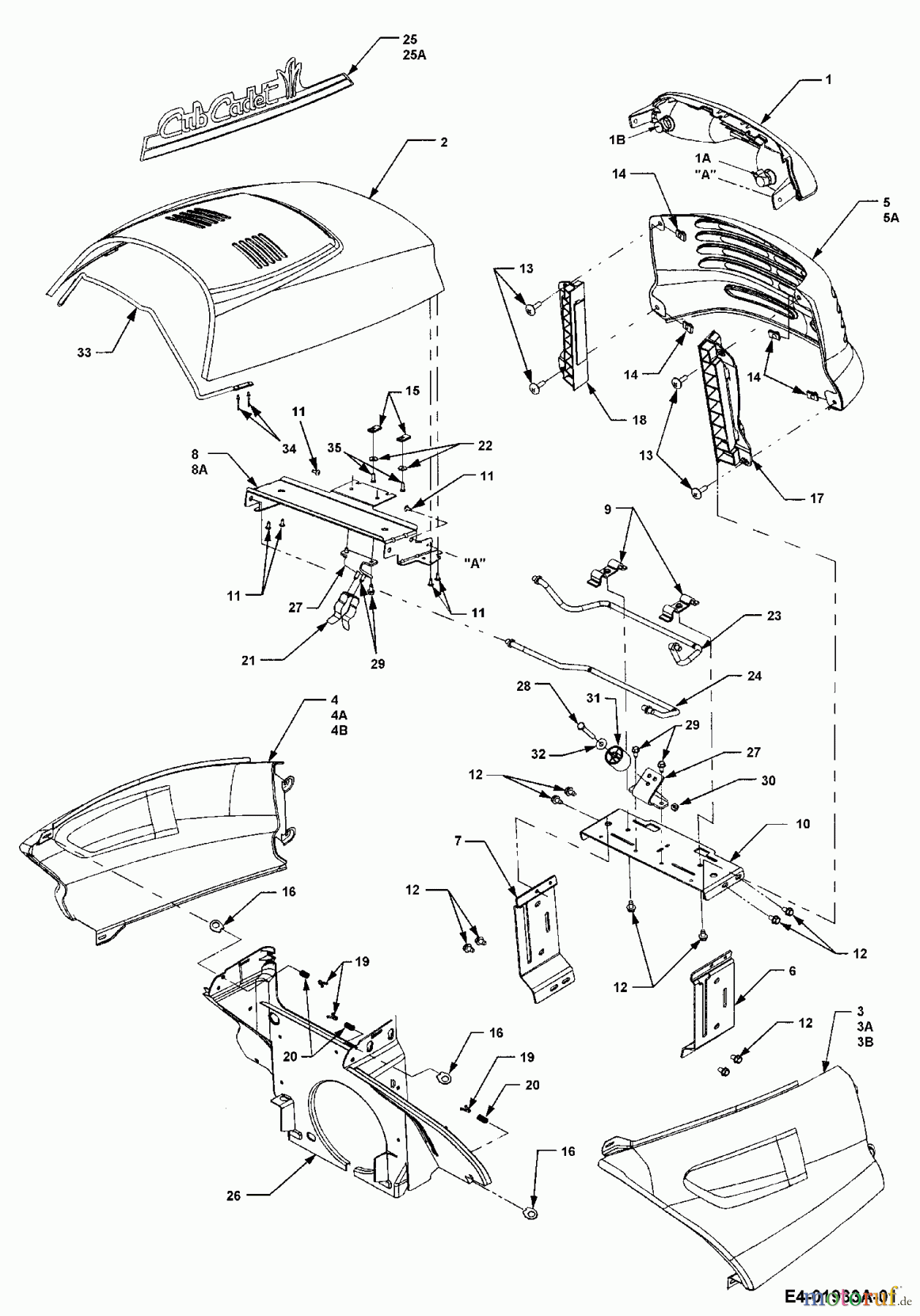 Cub Cadet Gartentraktoren HDS 3235 14B-692-603 (2005) Motorhaube C-Style