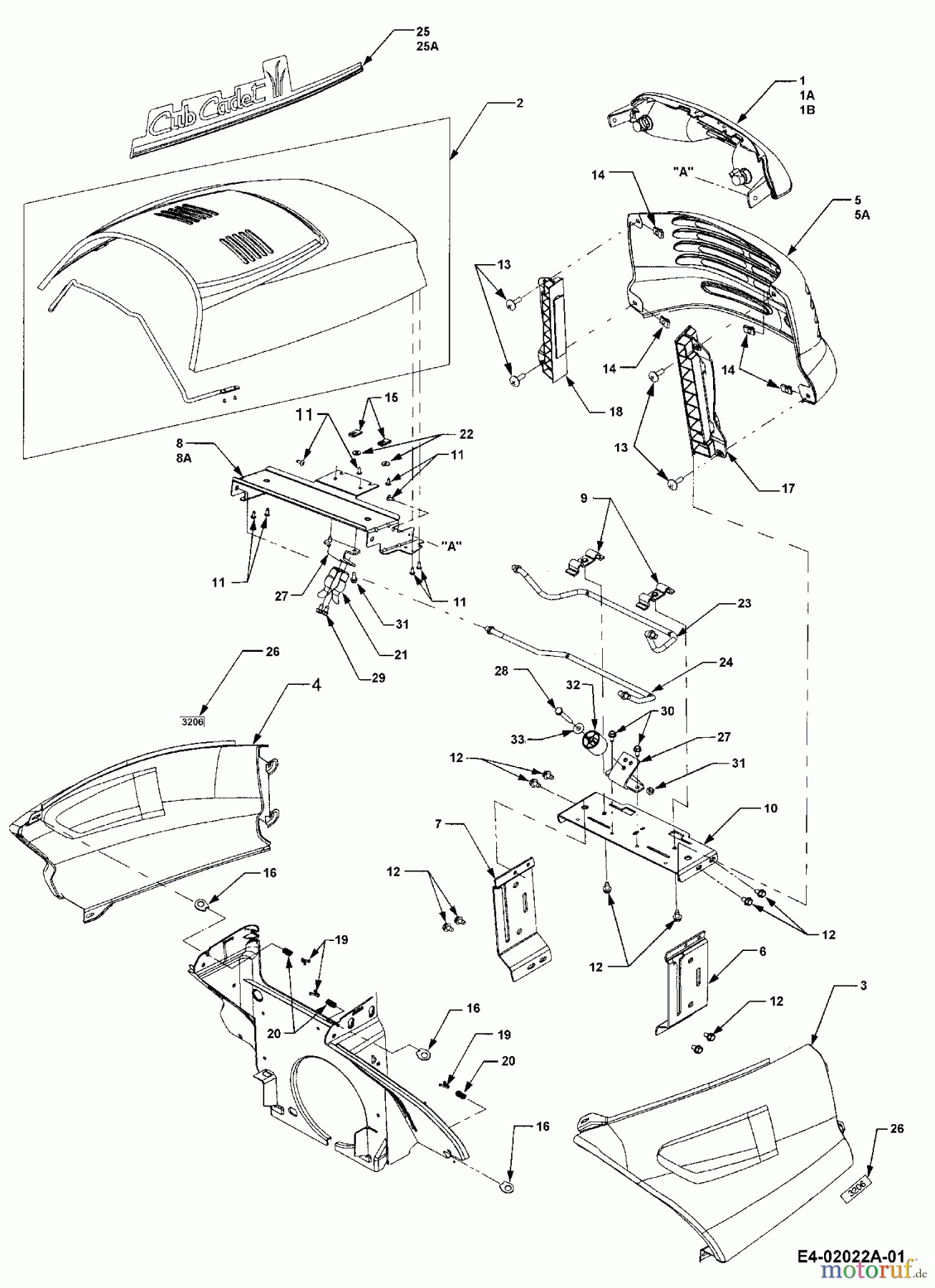 Cub Cadet Gartentraktoren HDS 3200 14A-652-603  (2002) Motorhaube C-Style