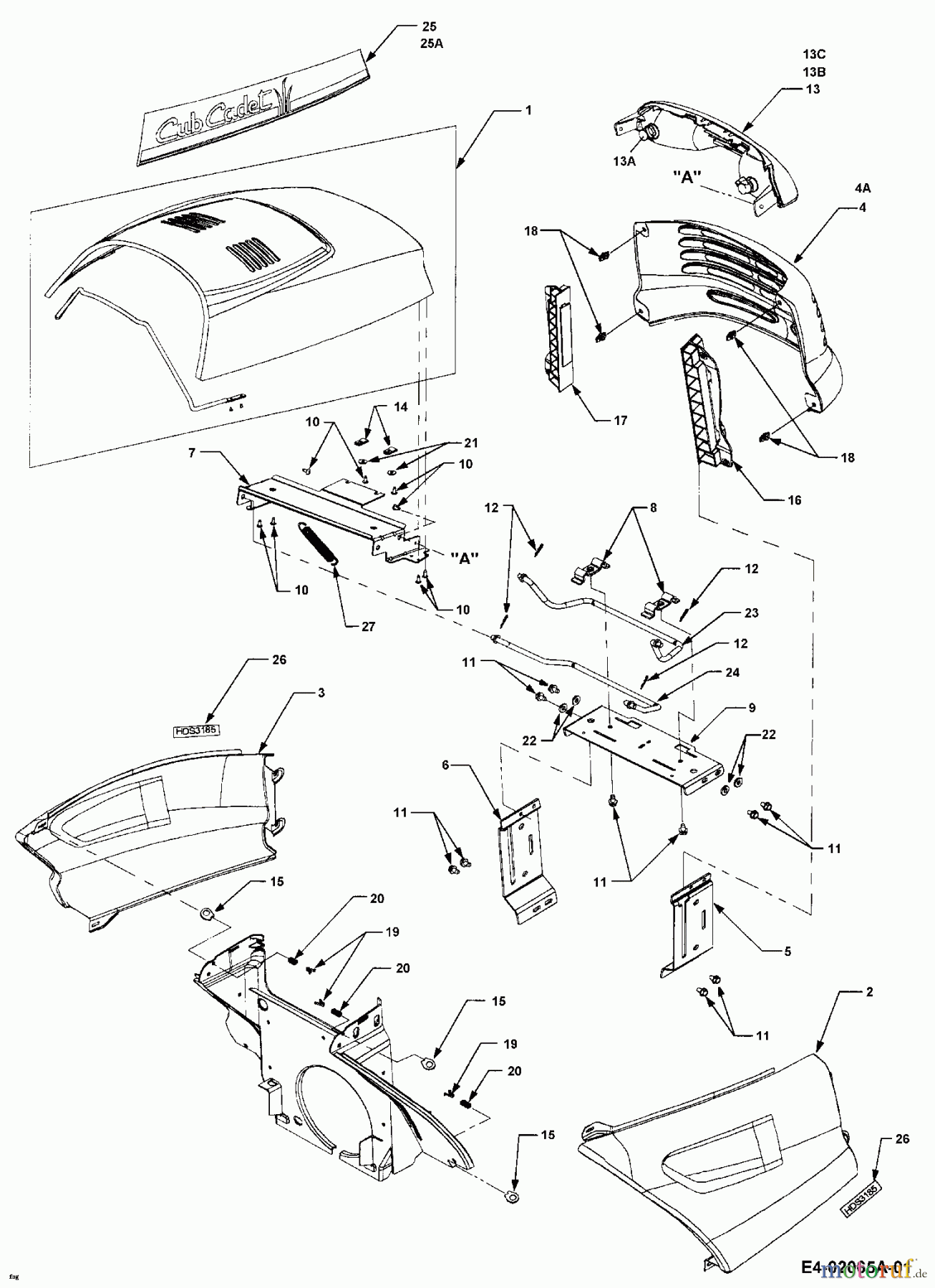  Cub Cadet Gartentraktoren HDS 3185 14A-665-100  (1998) Motorhaube C-Style