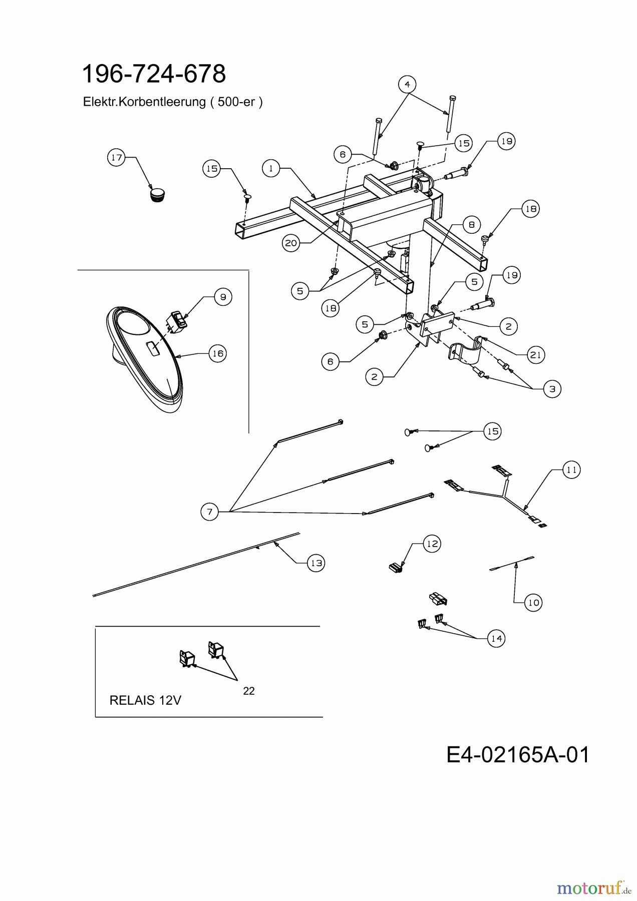  MTD Zubehör Zubehör Garten- und Rasentraktoren Elektrische Korbentleerung für 500 Serie mit Mähwerk N (41