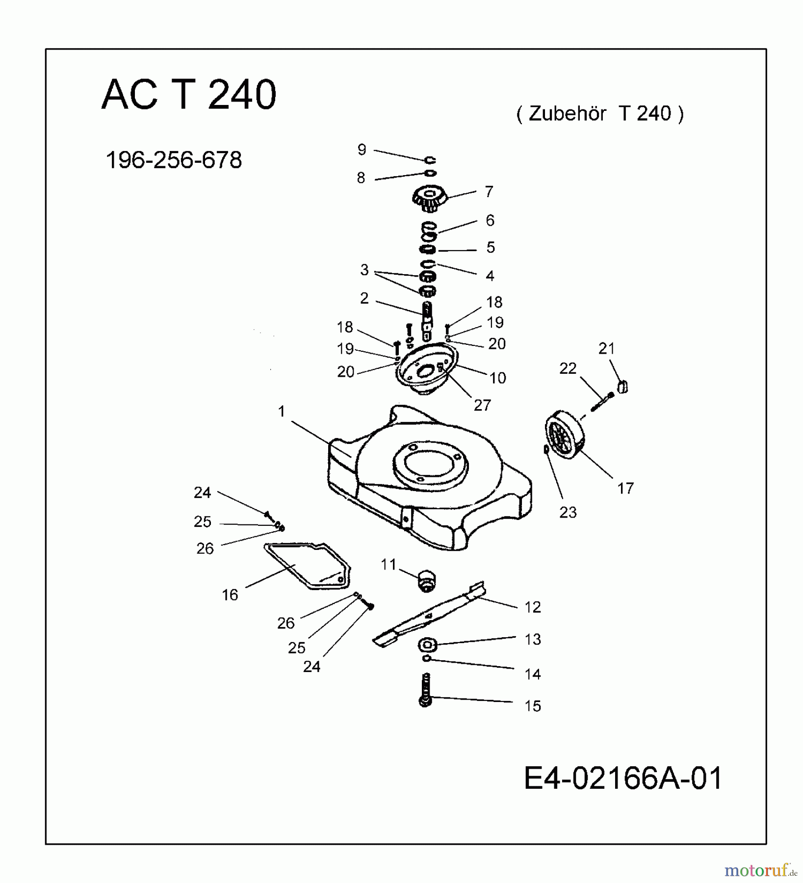 MTD Zubehör Zubehör Motorhacken Rasenmäher Anbausatz ACT 240 196-256-678 (2004) Deflektor, Mähwerksgehäuse, Räder