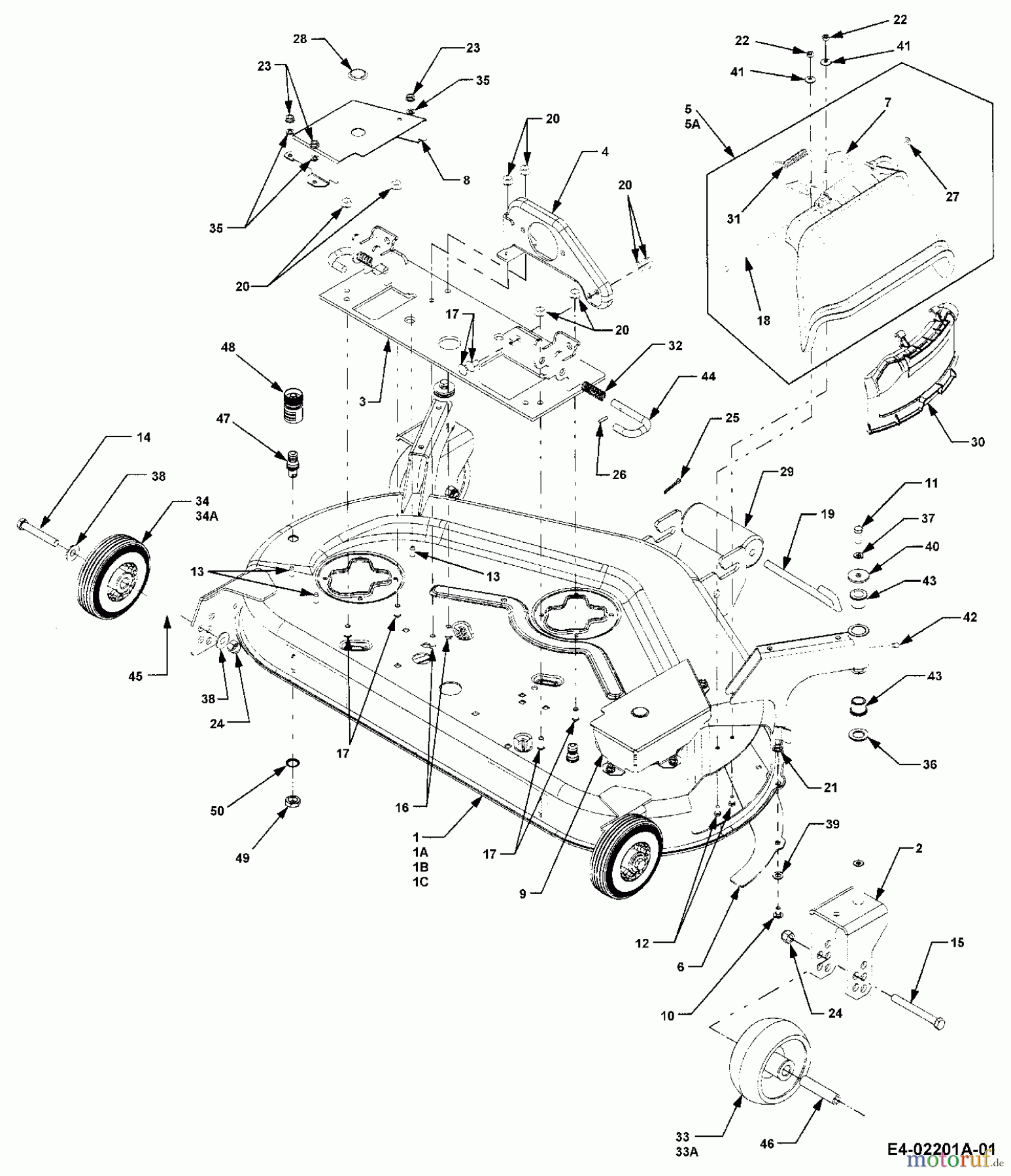  MTD Zubehör Zubehör Garten- und Rasentraktoren Mähwerke für 3000 SD Serie, Mähwerk 44