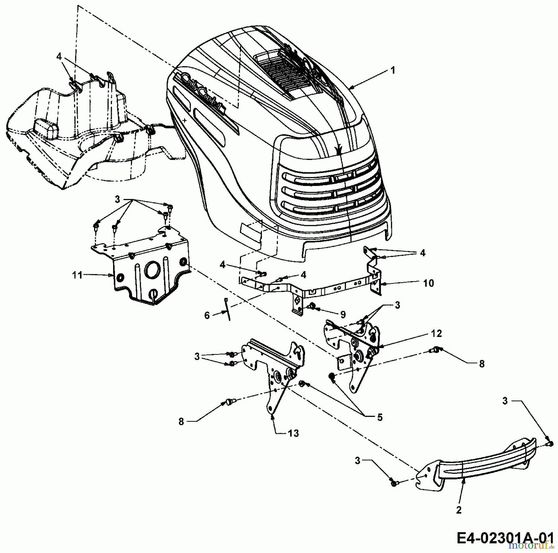  Cub Cadet Rasentraktoren CC 1527 13AK11CG603  (2004) Motorhaube C-Style