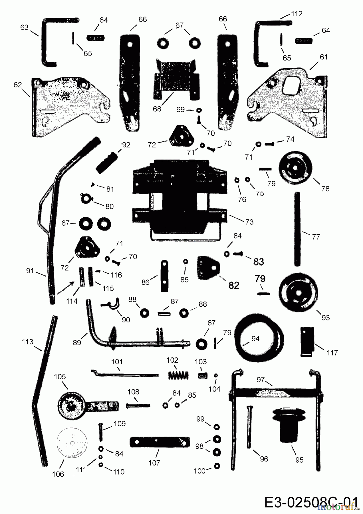 MTD Zubehör Zubehör Garten- und Rasentraktoren Frontkehrmaschine FK 105 196-226C678 (2015) Aushebung, Räder
