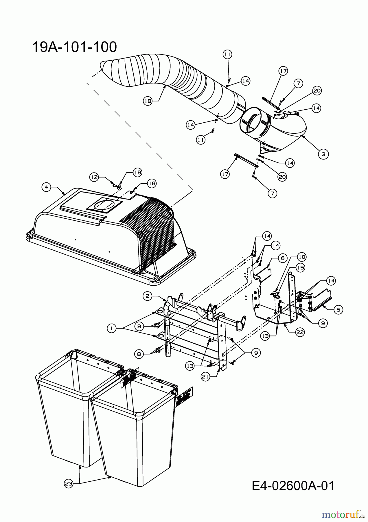  MTD Zubehör Zubehör Zero Turn Grasfangvorrichtung für All Rounder 1050 19A-101-100  (2008) Grasfangeinrichtung ohne Messer
