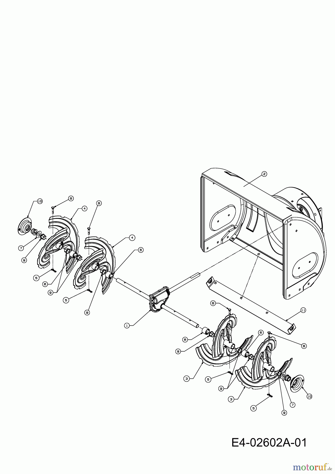  MTD Zubehör Zubehör Balkenmäher Schneefräse 008 - 61cm für BM 87-35, (MX,TS)BM 87-50 396-008-600  (2009) Fräsgehäuse