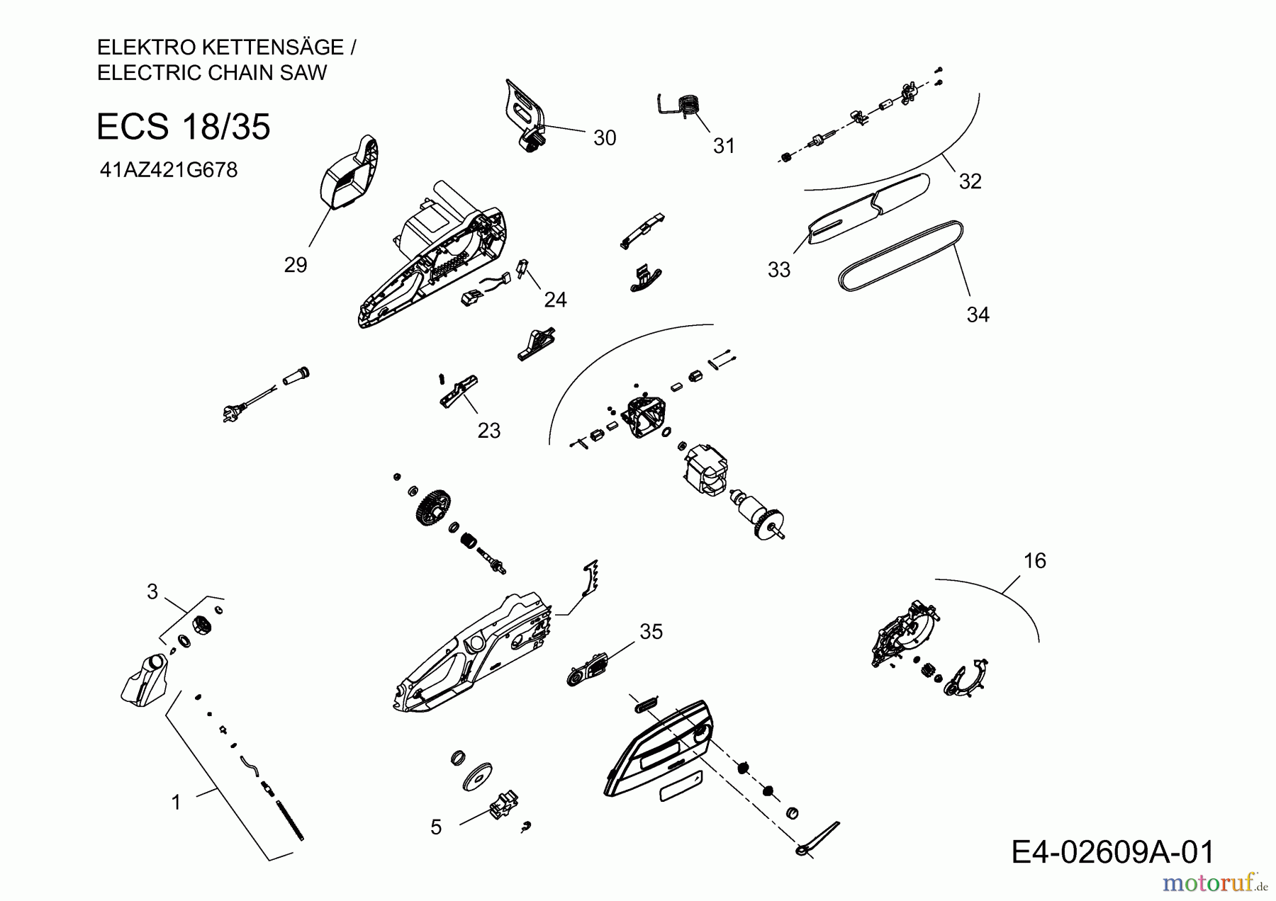  MTD Elektrokettensägen ECS 18/35 41AZ421G678  (2011) Grundgerät