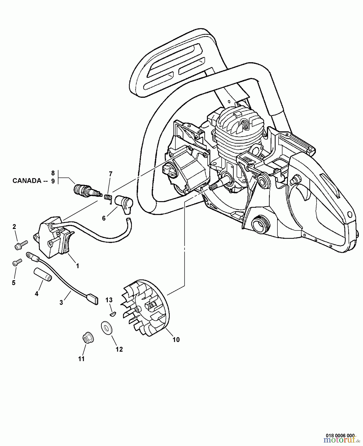 Echo Sägen, Kettensägen CS-440 - Echo Chainsaw, S/N: 10001001 - 10999999 Ignition