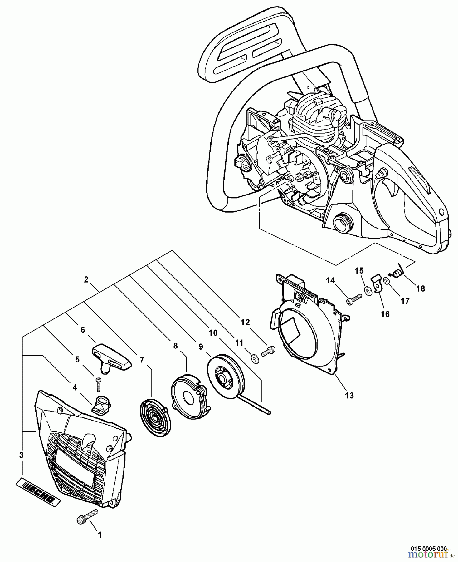Echo Sägen, Kettensägen CS-440 - Echo Chainsaw, S/N: 10001001 - 10999999 Starter