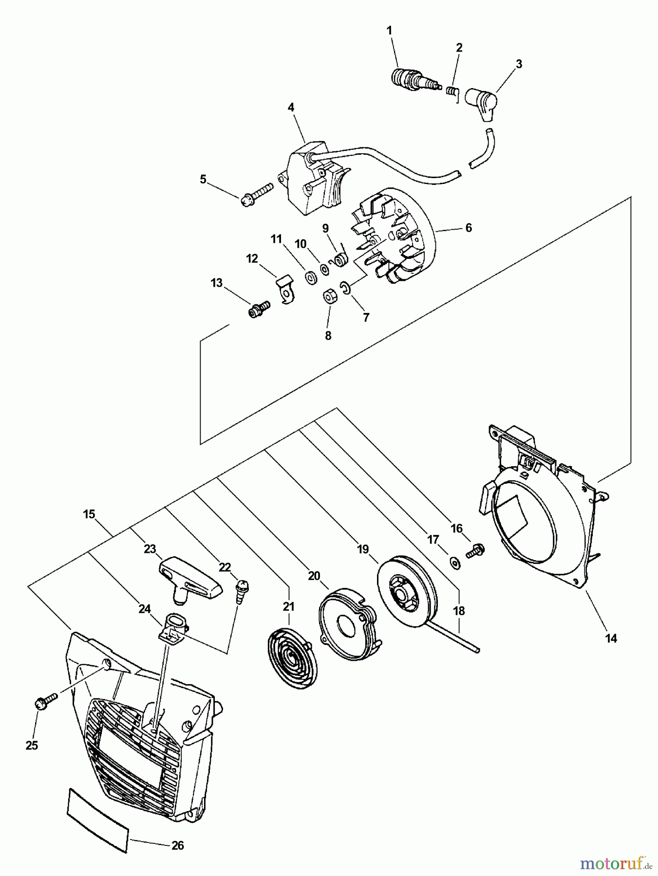 Echo Sägen, Kettensägen CS-4400 - Echo Chainsaw, S/N: 101001 - 999999 (Type 1E) Starter Assembly