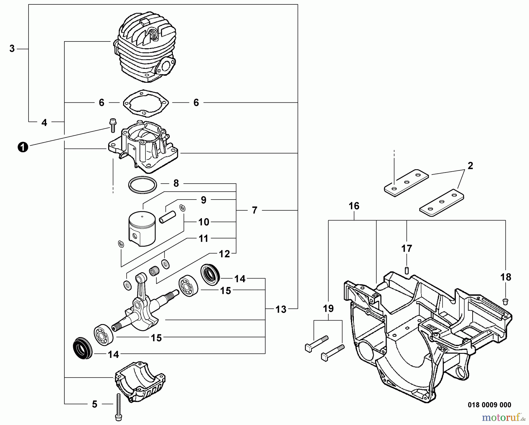  Echo Sägen, Kettensägen CS-450 - Echo Chainsaw, S/N: C05812001001 - C05812999999 Engine, Short Block -- SB1094, Engine Cover