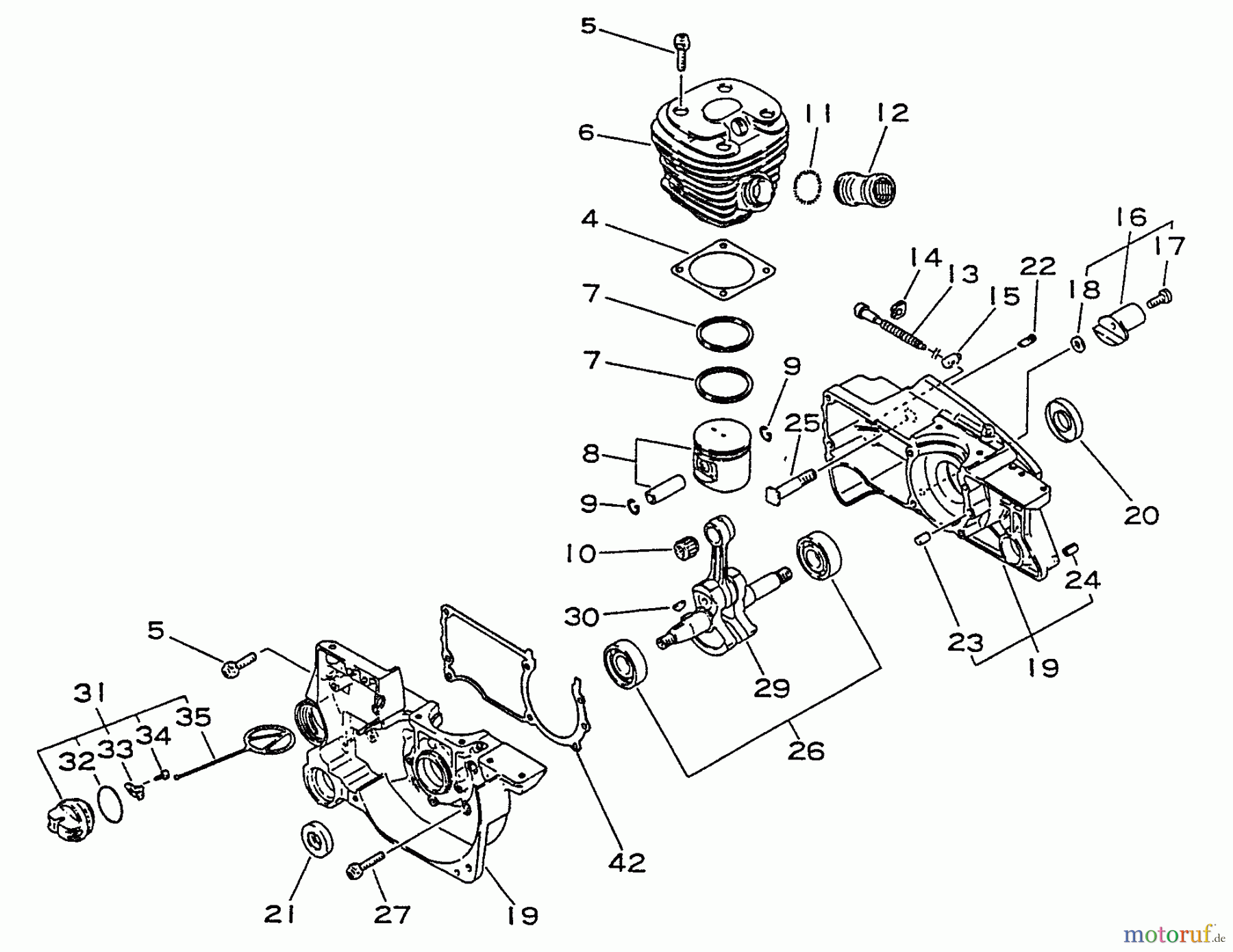 Echo Sägen, Kettensägen CS-4600 - Echo Chainsaw, S/N: 0027192 - 0033240 Engine, Crankcase