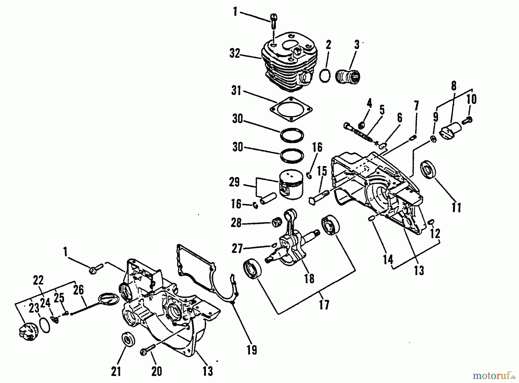  Echo Sägen, Kettensägen CS-4600 - Echo Chainsaw, S/N: 0033241 - 999999 Engine, Crankcase