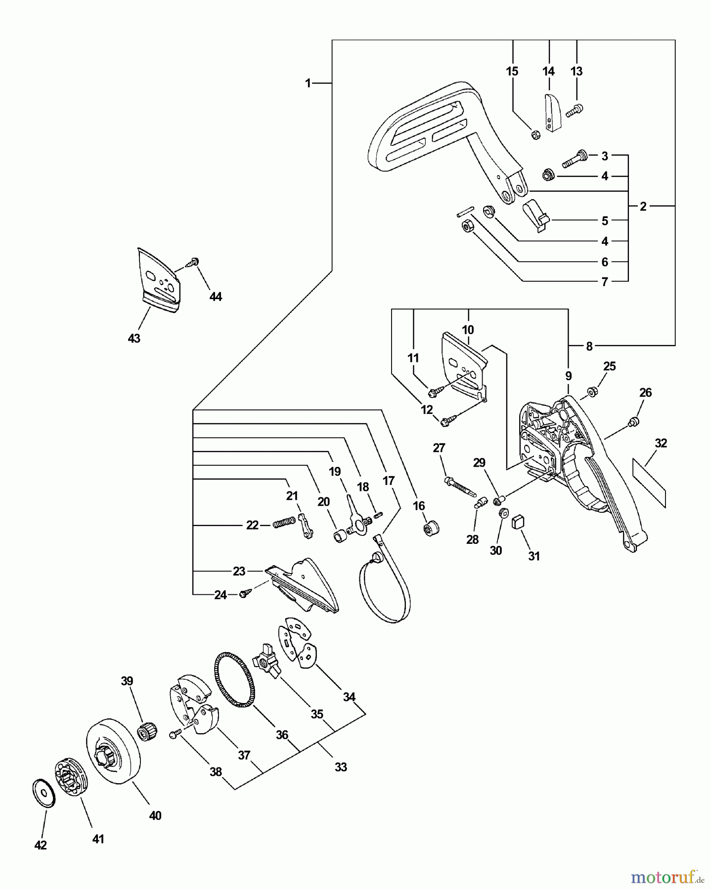 Echo Sägen, Kettensägen CS-510 - Echo Chainsaw, S/N: 04001001 - 04999999 Clutch, Chain Brake
