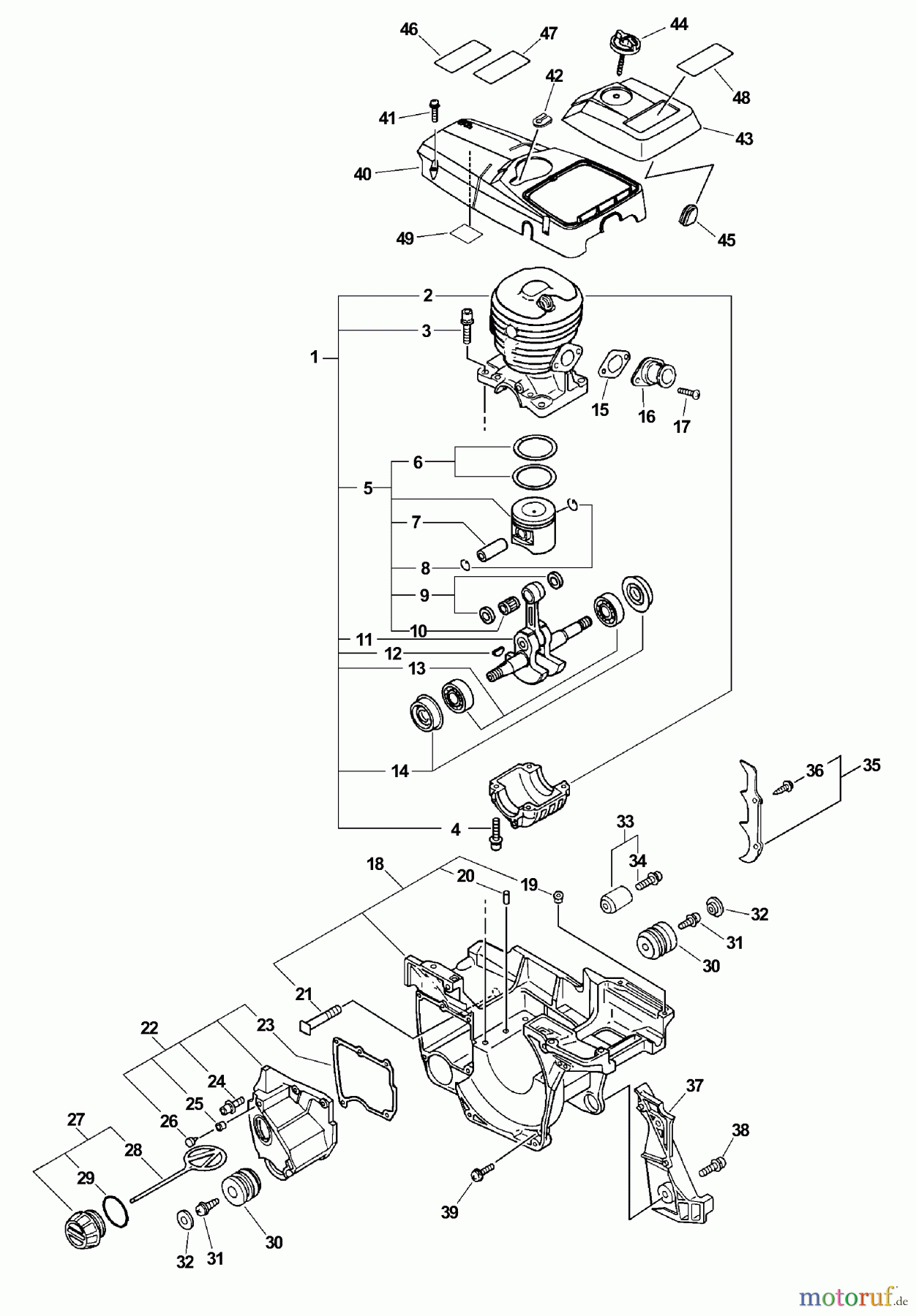Echo Sägen, Kettensägen CS-510 - Echo Chainsaw, S/N: 03001001 - 03999999 Engine, Short Block, Engine Cover