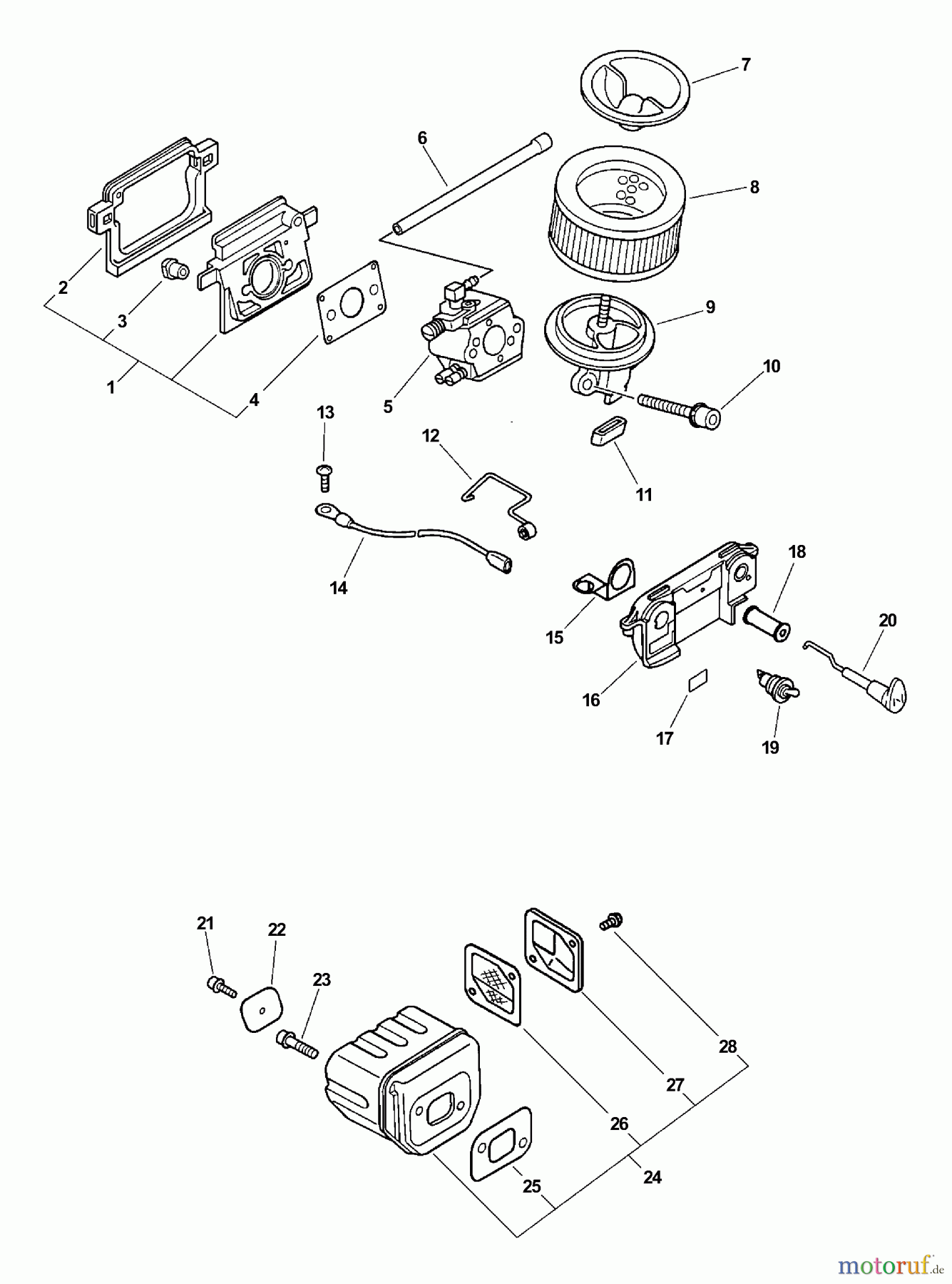 Echo Sägen, Kettensägen CS-510 - Echo Chainsaw, S/N: 03001001 - 03999999 Intake, Exhaust