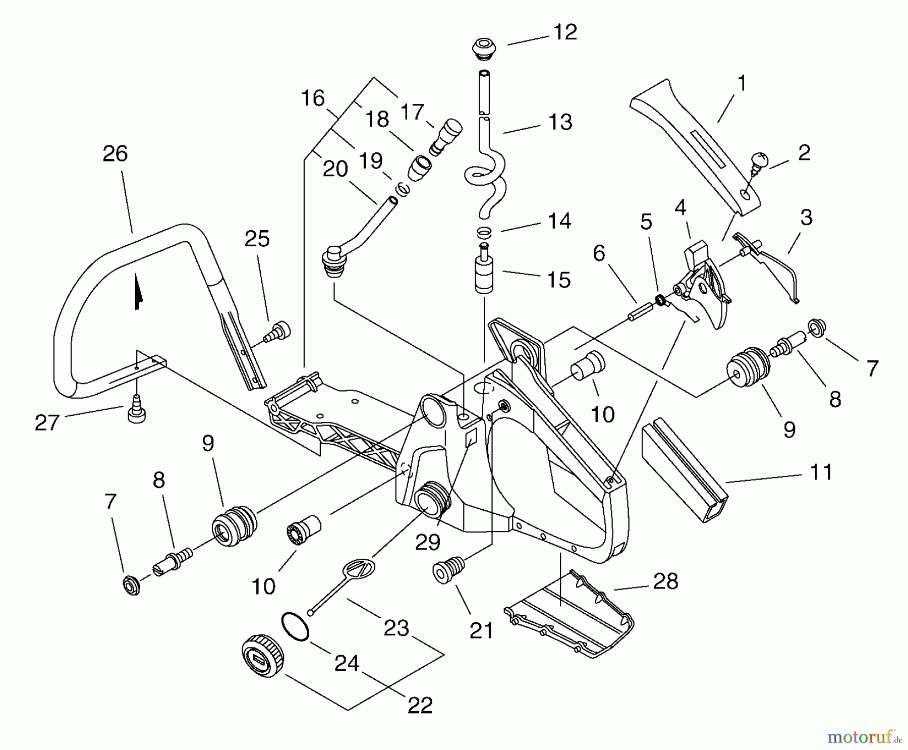 Echo Sägen, Kettensägen CS-510 - Echo Chainsaw, S/N: C19120001001 - C19120999999 Handle