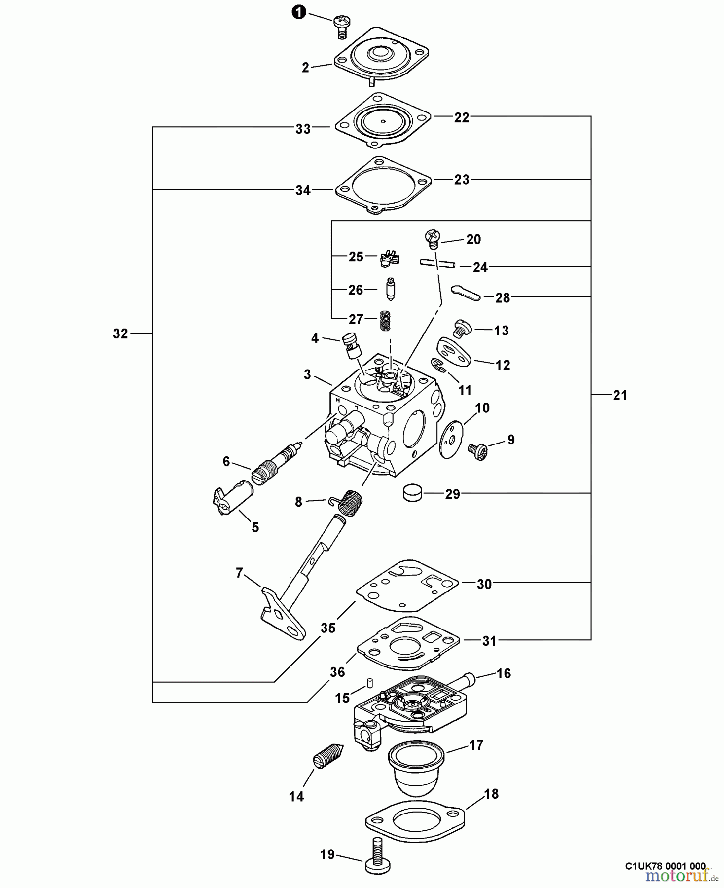 Echo Bläser / Sauger / Häcksler / Mulchgeräte ES-210 - Echo Shredder/Vacuum, S/N: 08001001 - 08999999 Carburetor -- C1U-K78