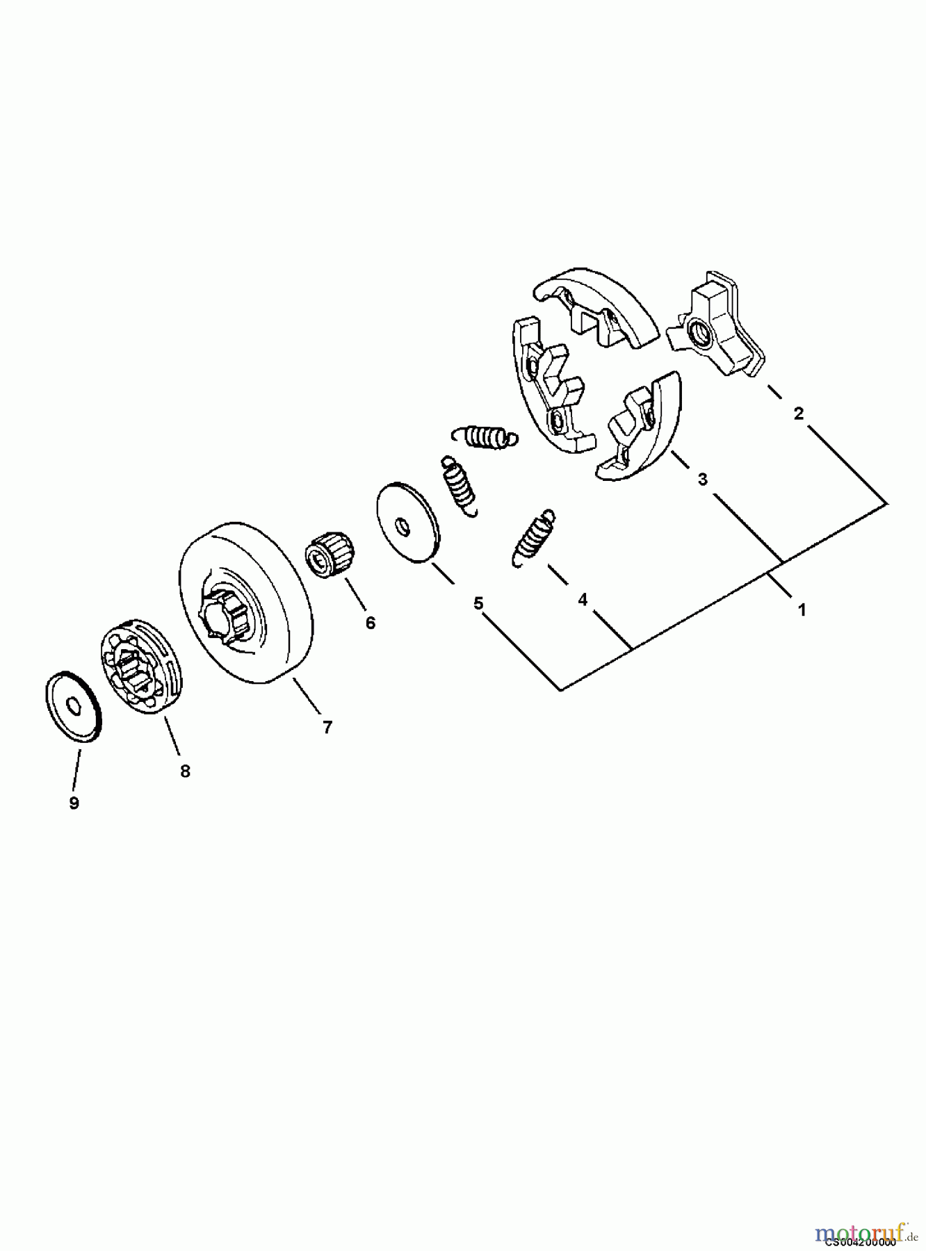  Echo Sägen, Kettensägen CS-520 - Echo Chainsaw, S/N: 05001001 - 05999999 Clutch