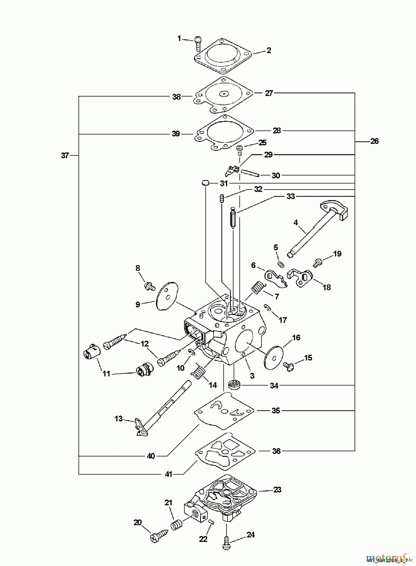  Echo Sägen, Kettensägen CS-520 - Echo Chainsaw, S/N: 05001001 - 05999999 Carburetor -- WT-594