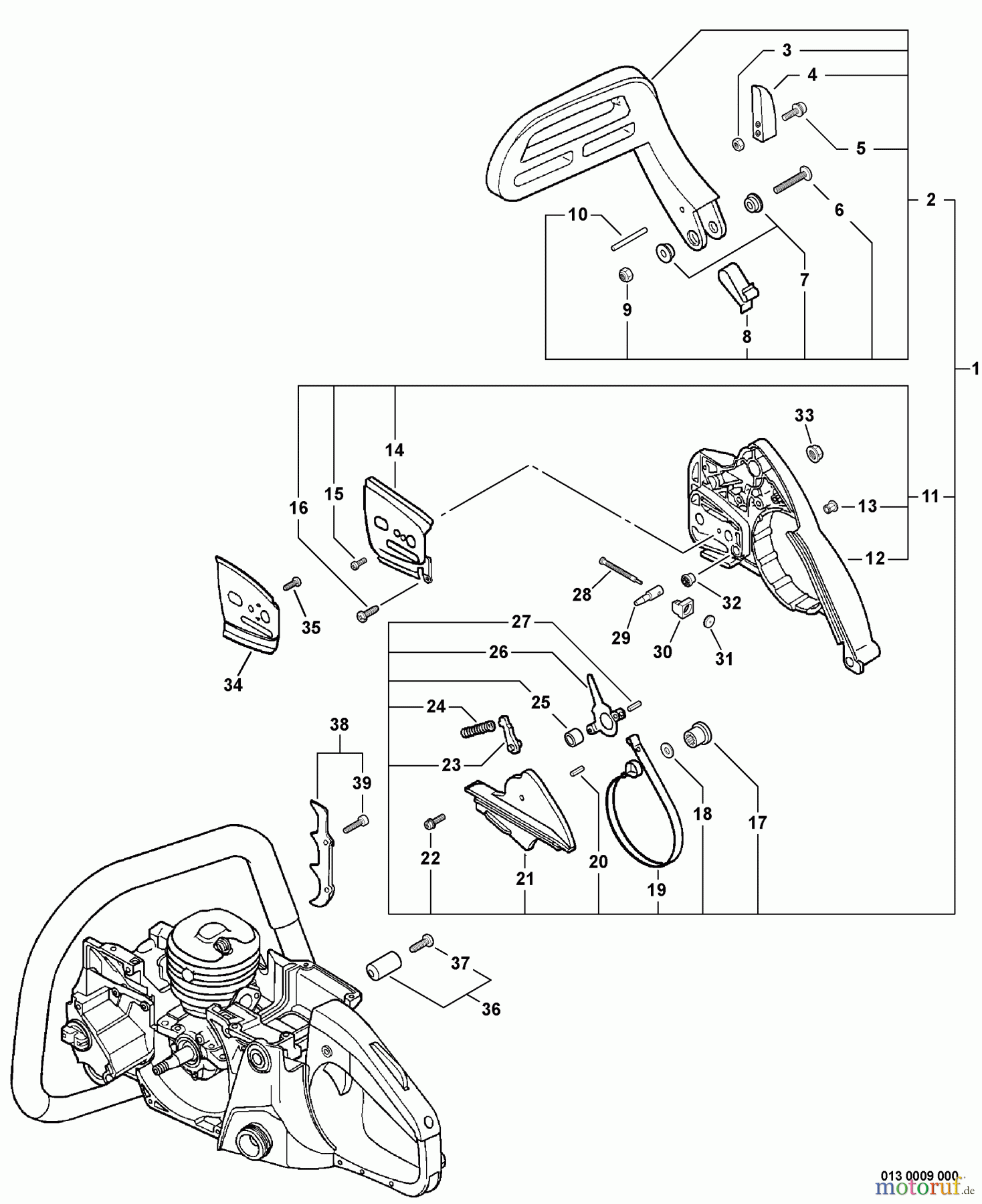 Echo Sägen, Kettensägen CS-520 - Echo Chainsaw, S/N: C07113001001 - C07113999999 Chain Brake