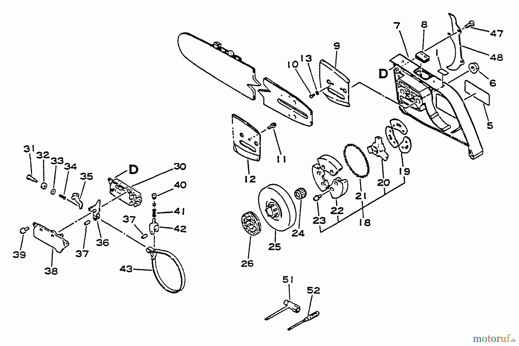 Echo Sägen, Kettensägen CS-5500 - Echo Chainsaw, S/N: 001001 - 020976 Clutch, Cutting Attch, Chain Brake