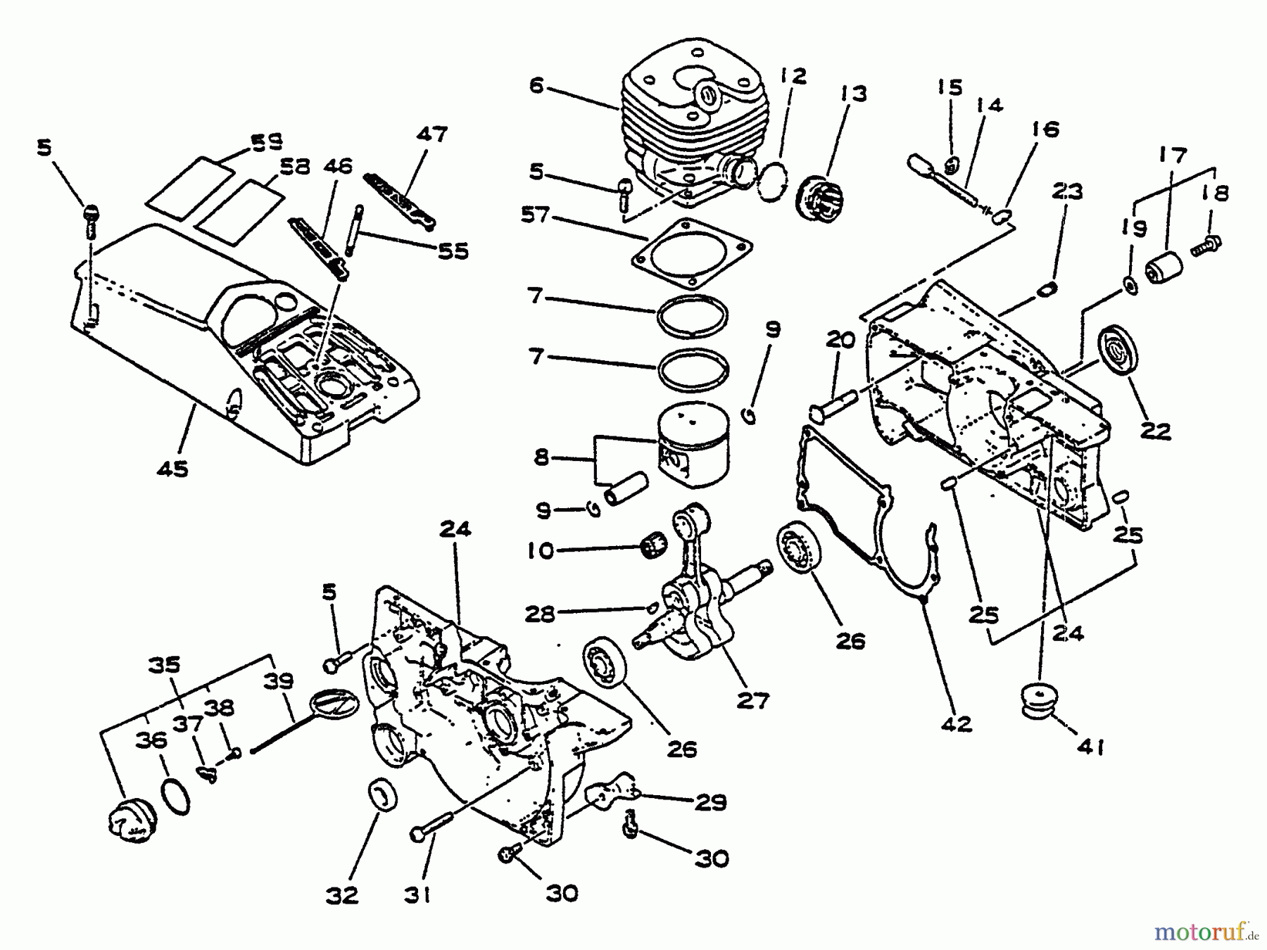 Echo Sägen, Kettensägen CS-5500 - Echo Chainsaw, S/N: 020977 - 999999 Engine, Crankcase