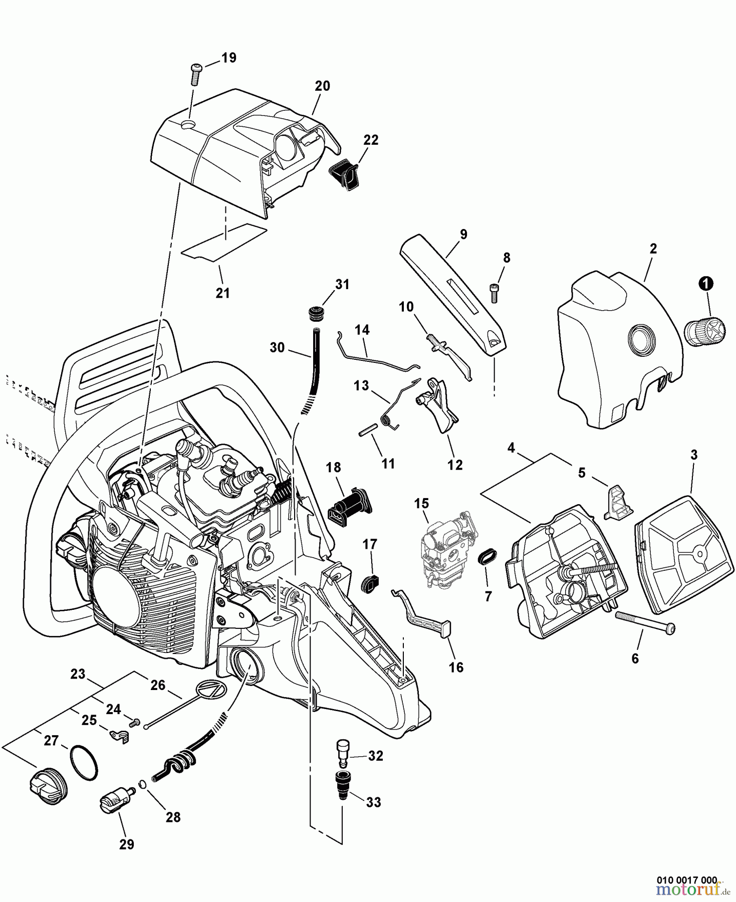  Echo Sägen, Kettensägen CS-550P - Echo Chainsaw, S/N: C14113001001 - C14113999999 Intake, Throttle Control, Fuel System