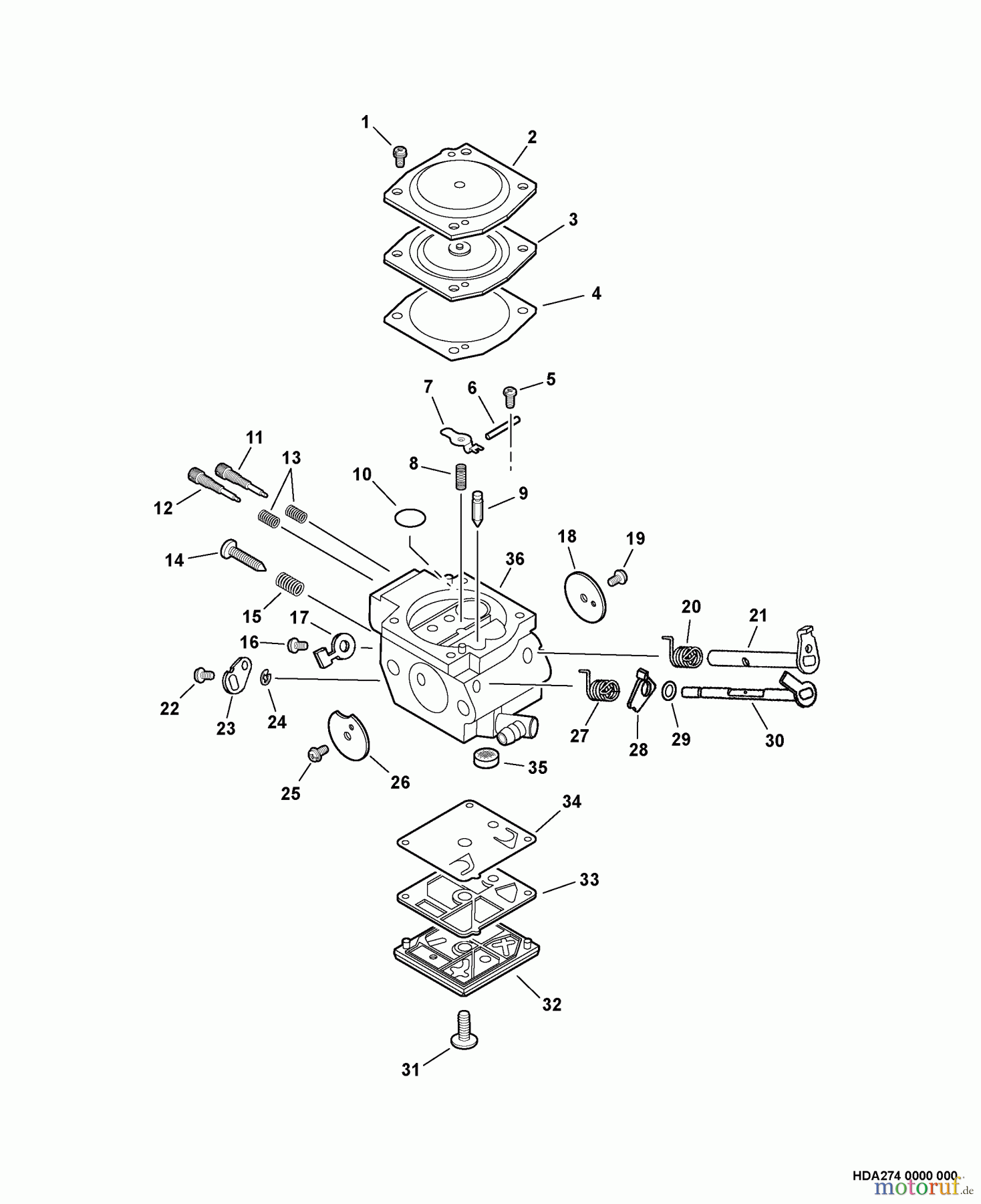 Echo Sägen, Kettensägen CS-600 S/N: C03920001001 - C03920999999 Carburetor -- HDA-274