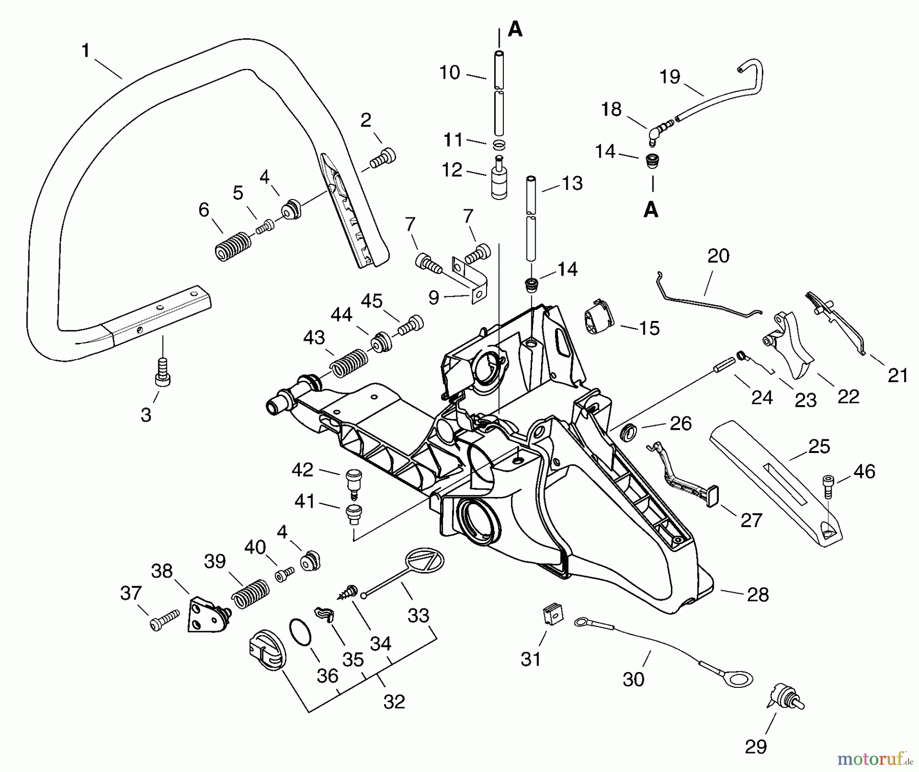 Echo Sägen, Kettensägen CS-600 - Echo Chainsaw, S/N: C24526001001 - C24526999999 Handle, Throttle Control, Fuel System