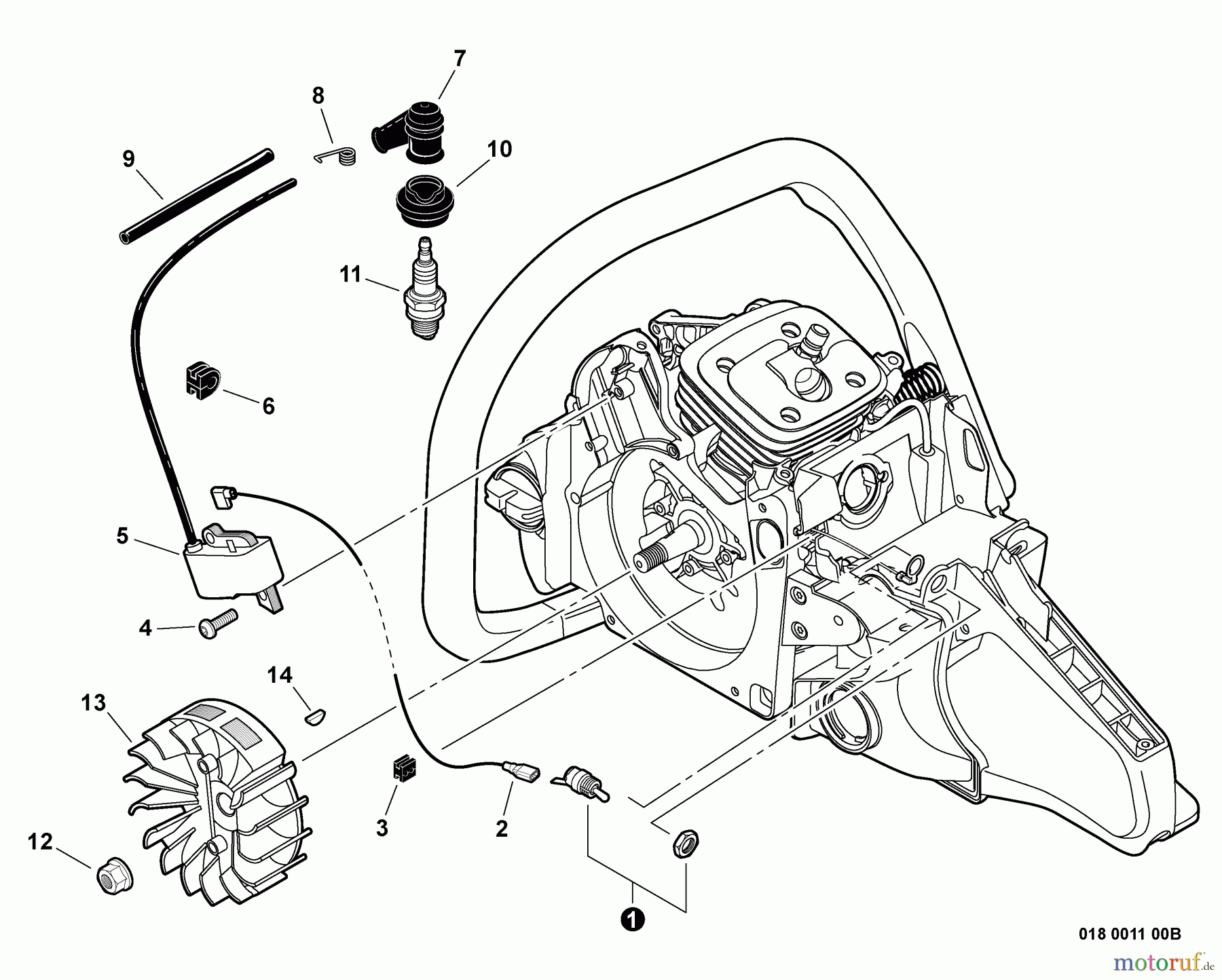 Echo Sägen, Kettensägen CS-600P - Echo Chainsaw, S/N: C03704001001 - C03704999999 Ignition