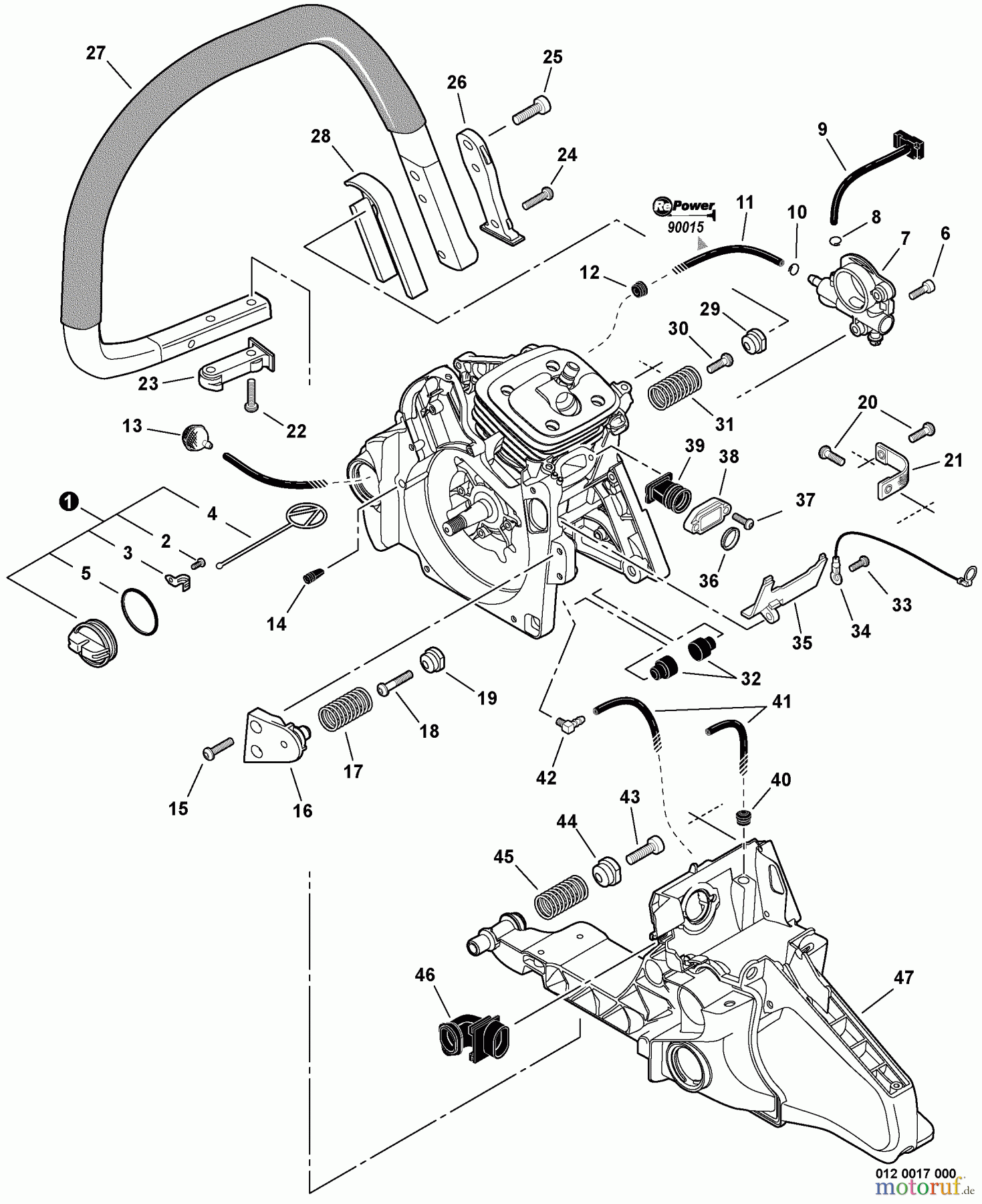  Echo Sägen, Kettensägen CS-600P - Echo Chainsaw, S/N: C22413001001 - C22413999999 Handles, Oil System
