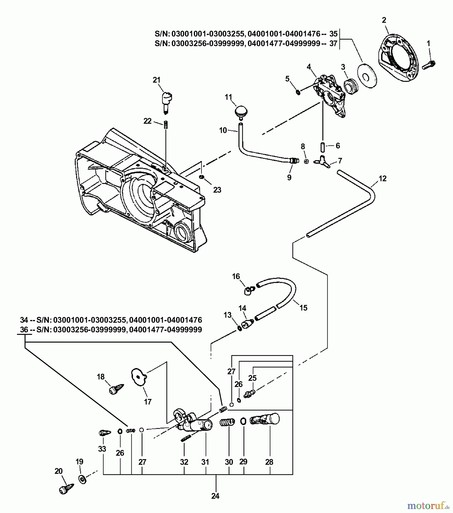 Echo Sägen, Kettensägen CS-670 - Echo Chainsaw, S/N: 03001001 - 03999999 Auto-Oiler