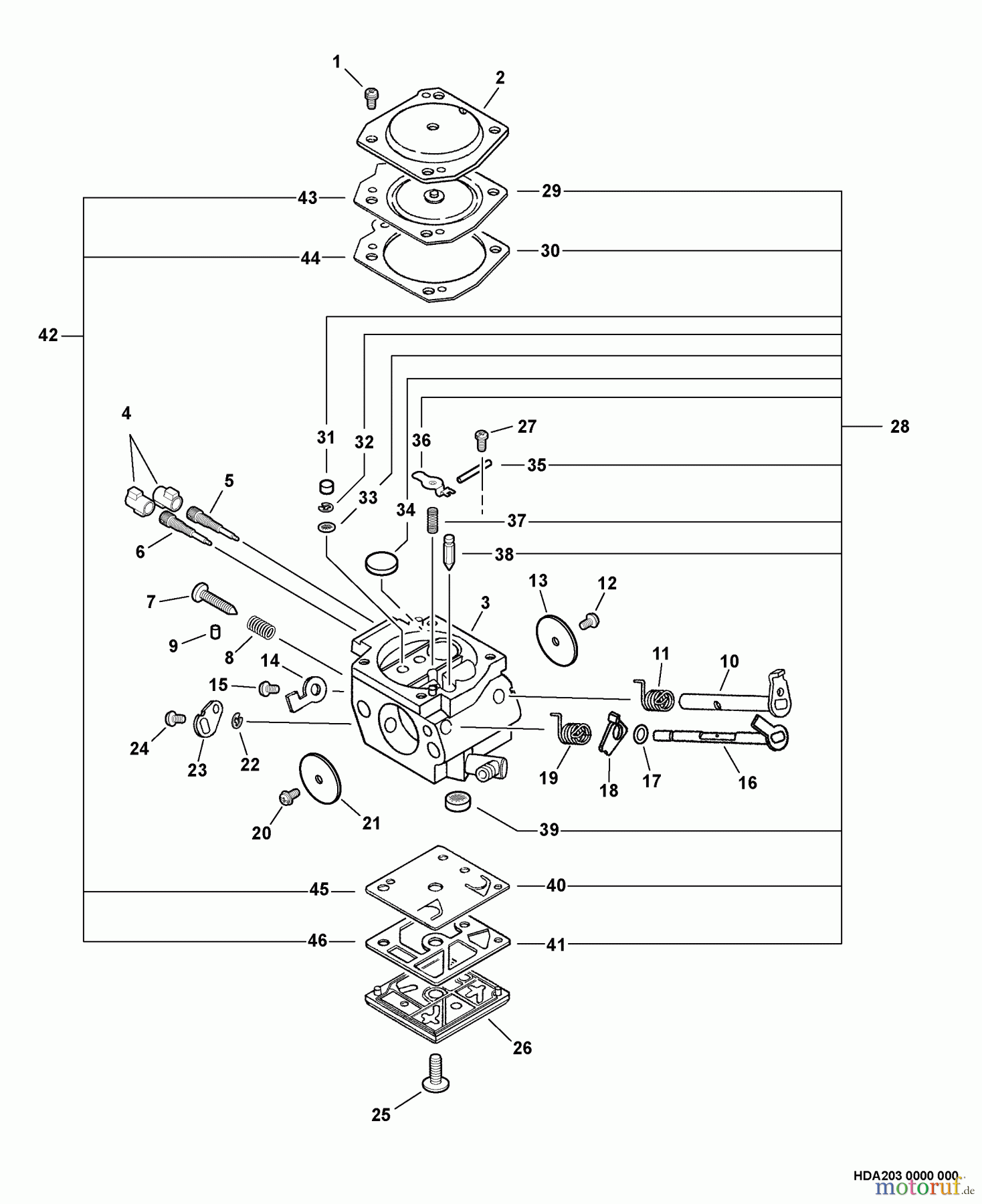  Echo Rettungssäge QV-670 - Echo Quick Vent Chain Saw, S/N: 04001001 - 04999999 Carburetor -- HDA-203